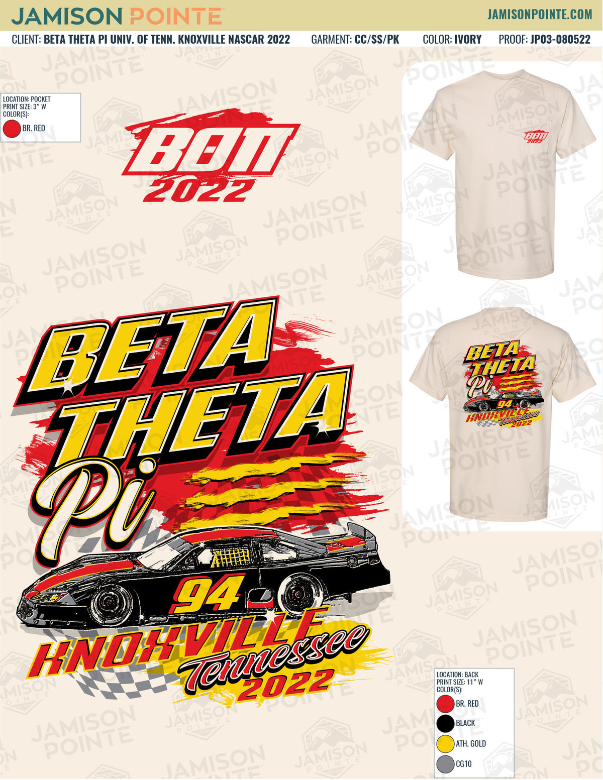 Beta Theta Pi University of Tennessee Knoxville Nascar T-Shirt