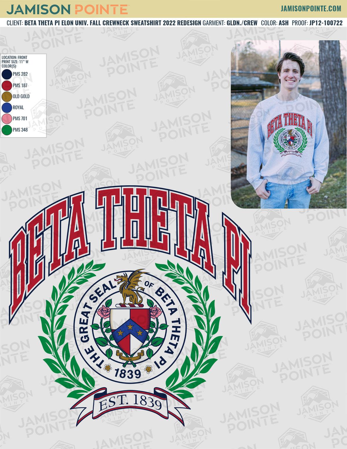 Beta Theta Pi Elon University Fall Crewneck Sweatshirt