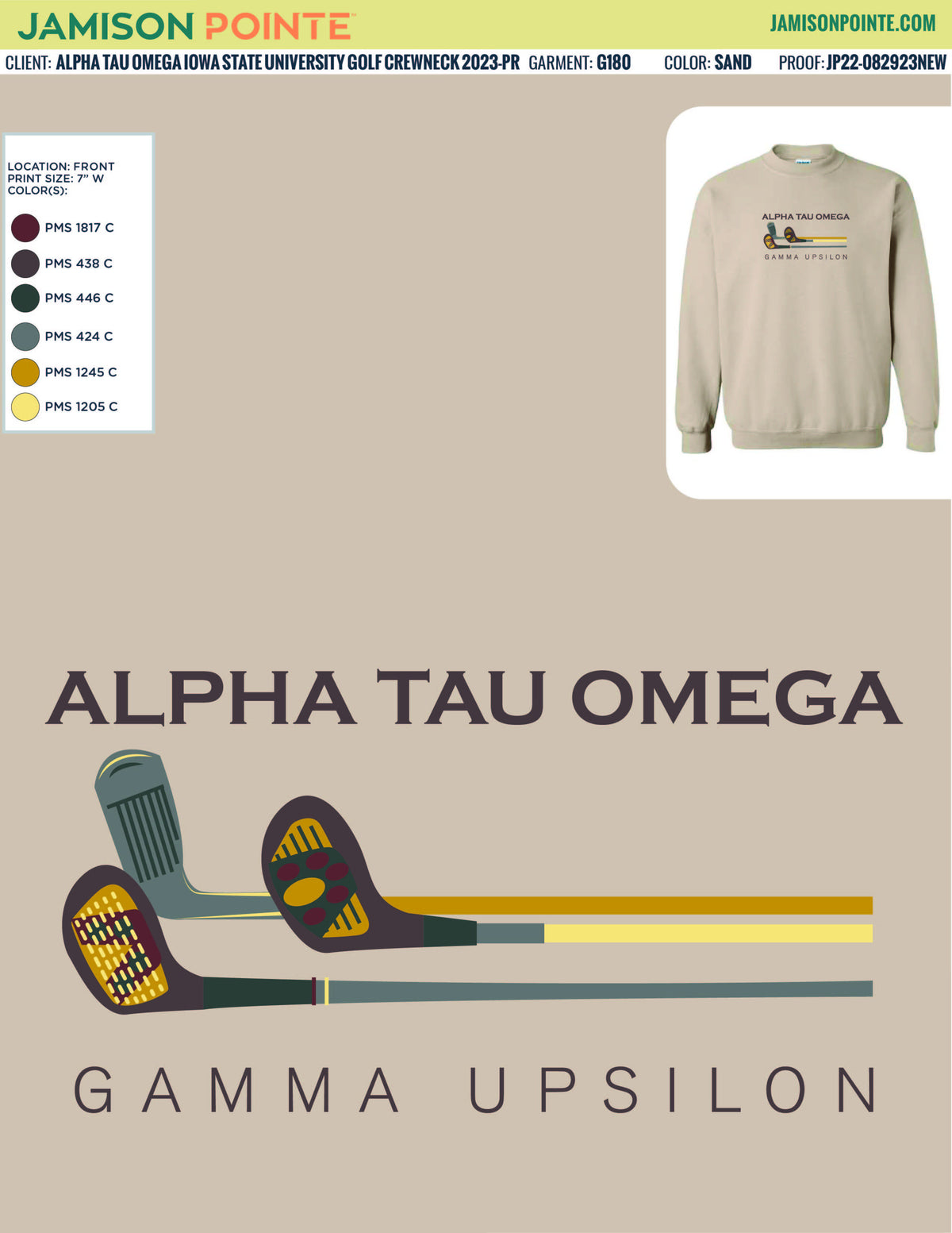 Alpha Tau Omega Iowa State University Golf Crewneck