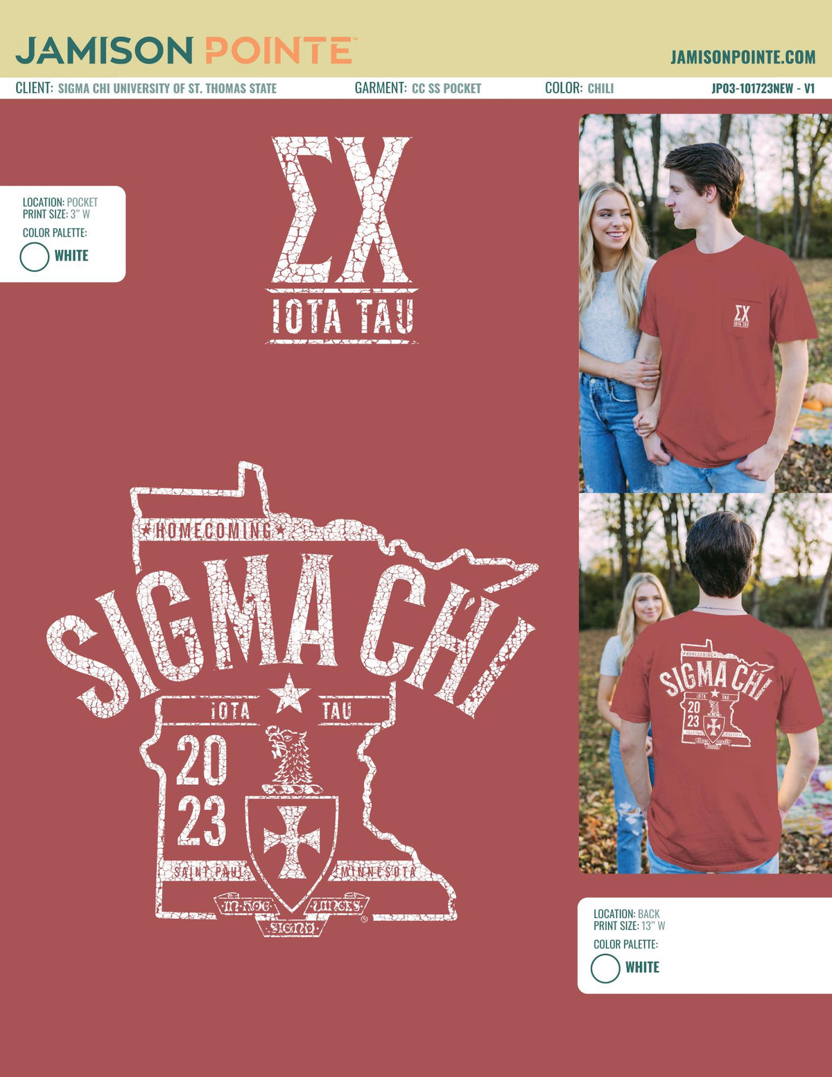Sigma Chi University of St. Thomas State Shirt T-Shirt