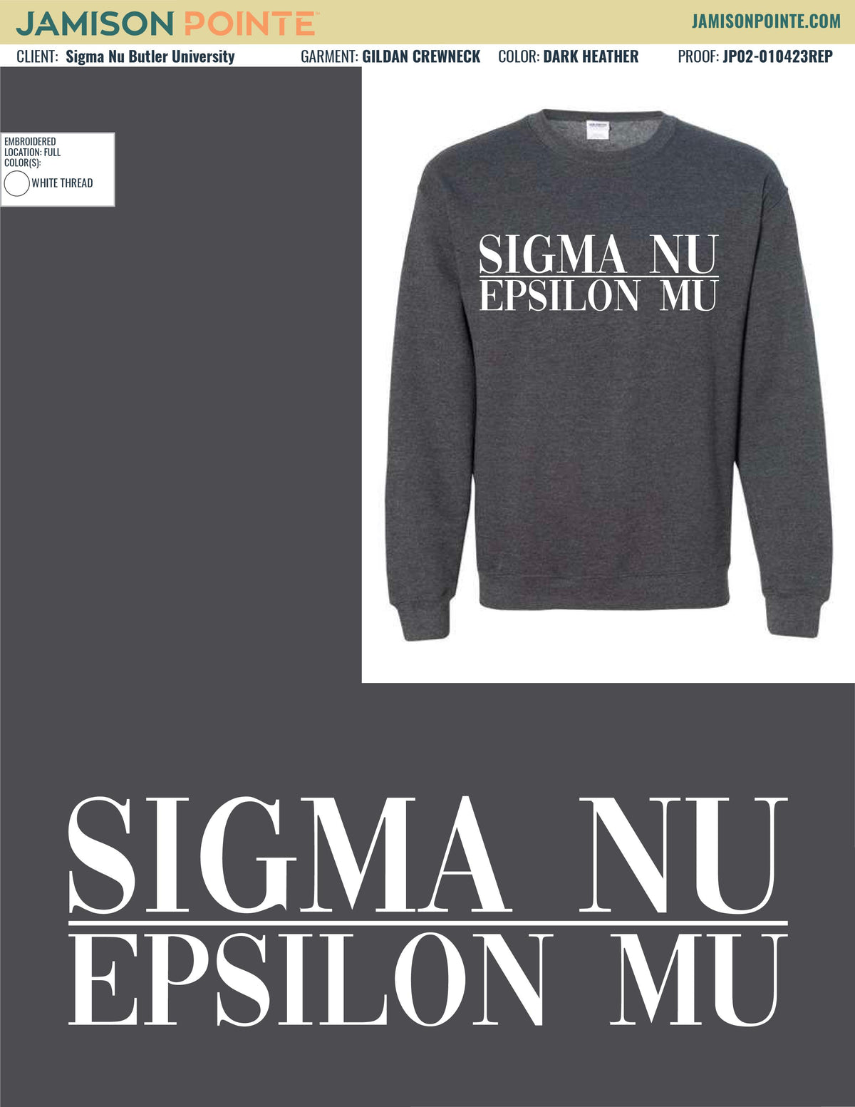 Sigma Nu Butler University PR Embroidery T-Shirt