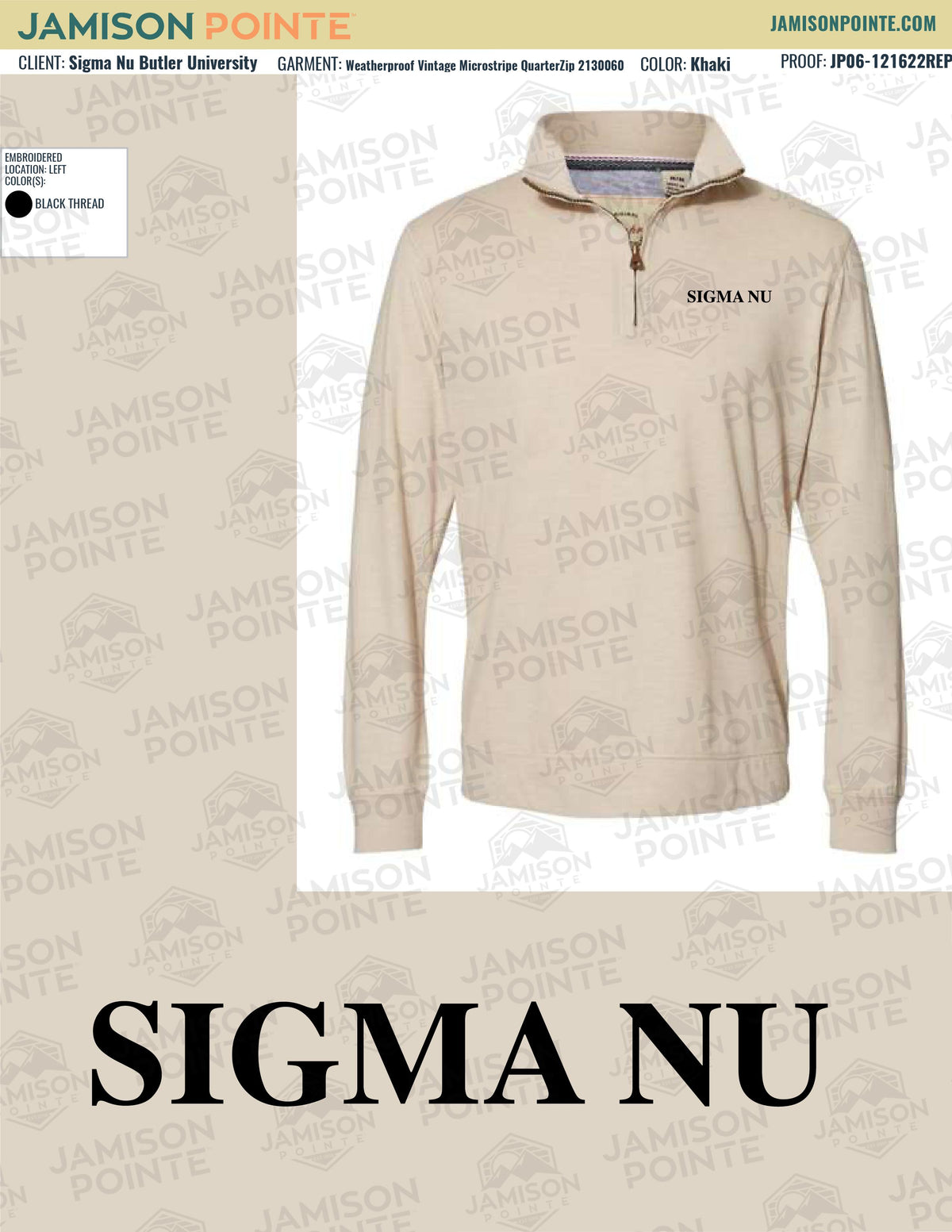 Sigma Nu Butler University Bid Day Quarter Zips