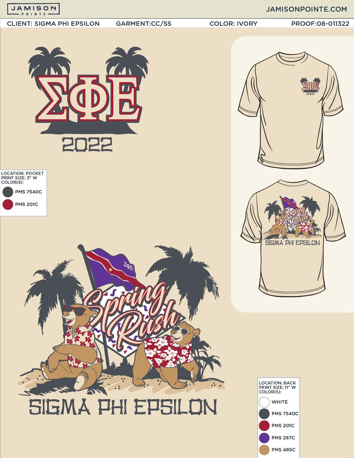 Sigma Phi Epsilon Syracuse University Hawaiian Bears T-Shirt