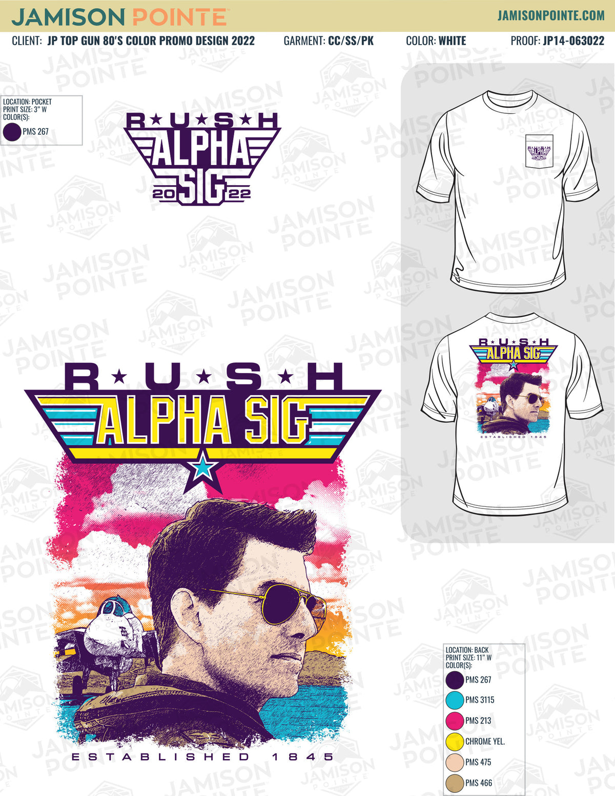 Alpha Sigma Phi Colorful Top Gun 80&#39;s Rush Tshirt