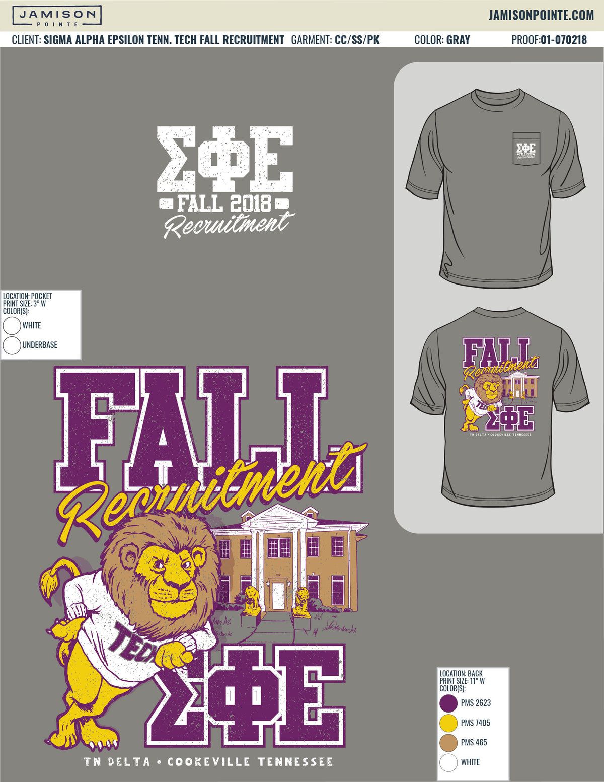 Sigma Alpha Epsilon Tennessee Tech University Fall Recruitment T-Shirt