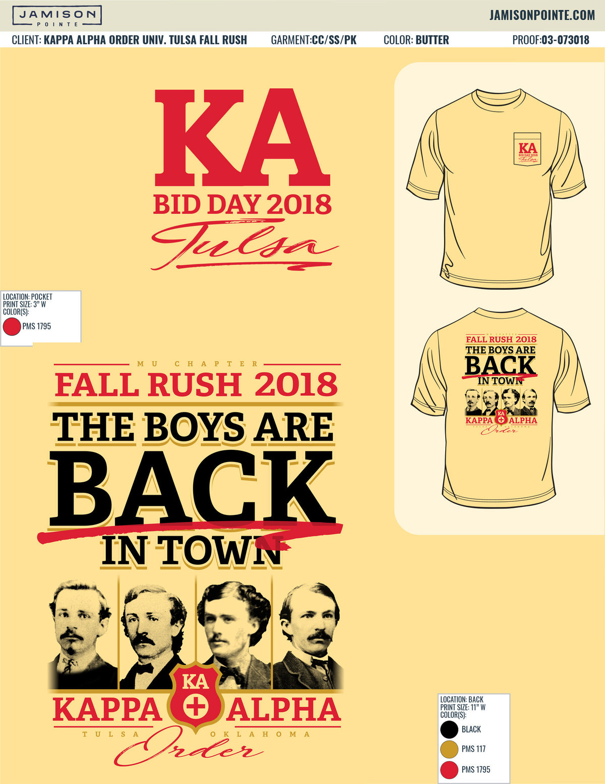 Kappa Alpha Order University of Tulsa Fall Rush T-Shirt