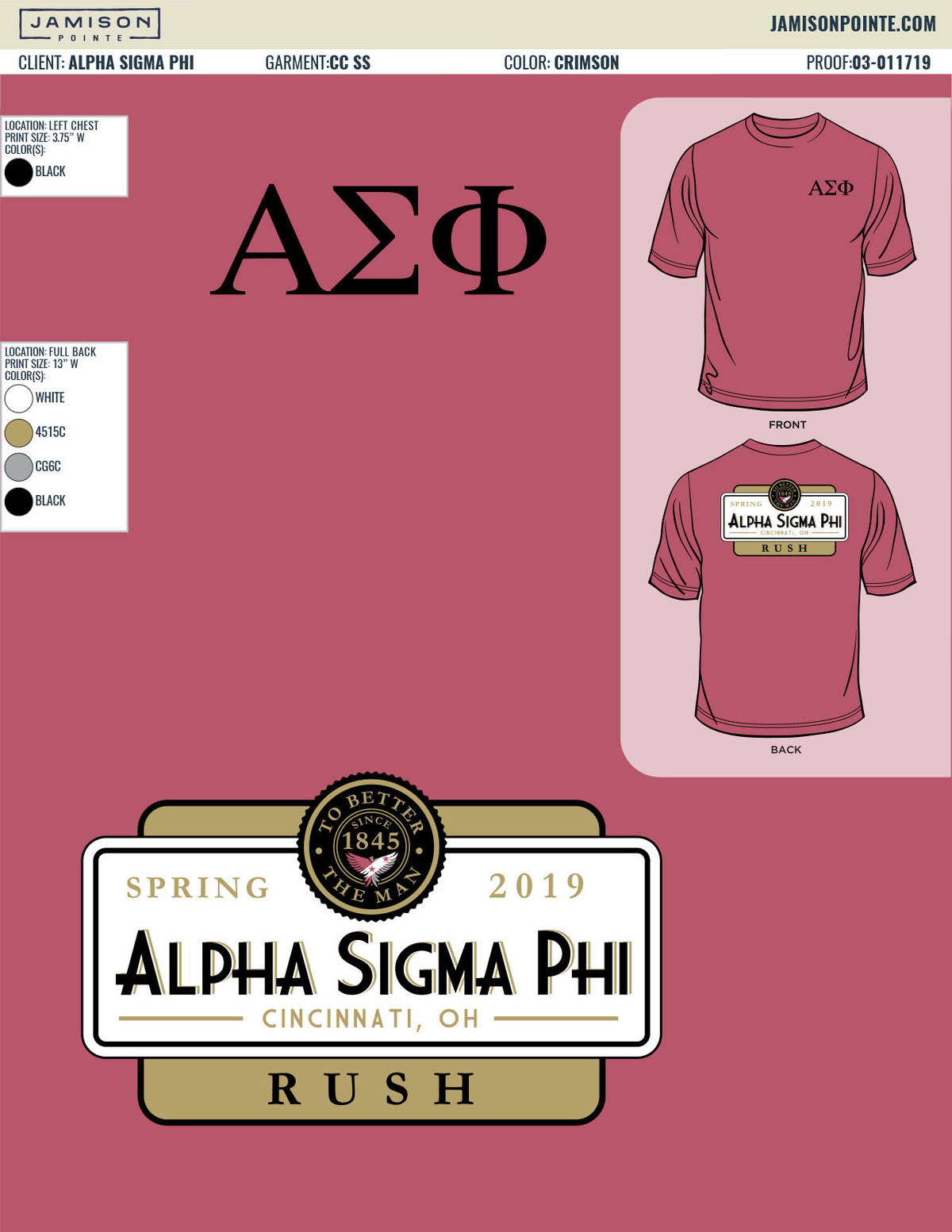 Alpha Sigma Phi University of Cincinnati Spring Rush T-Shirt