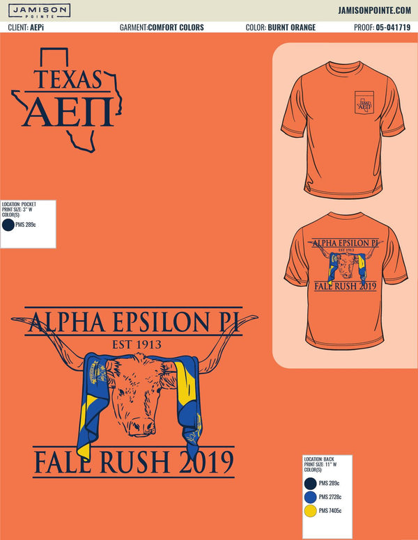 Alpha Epsilon Pi University of Texas at Austin Fall Rush T-Shirt ...