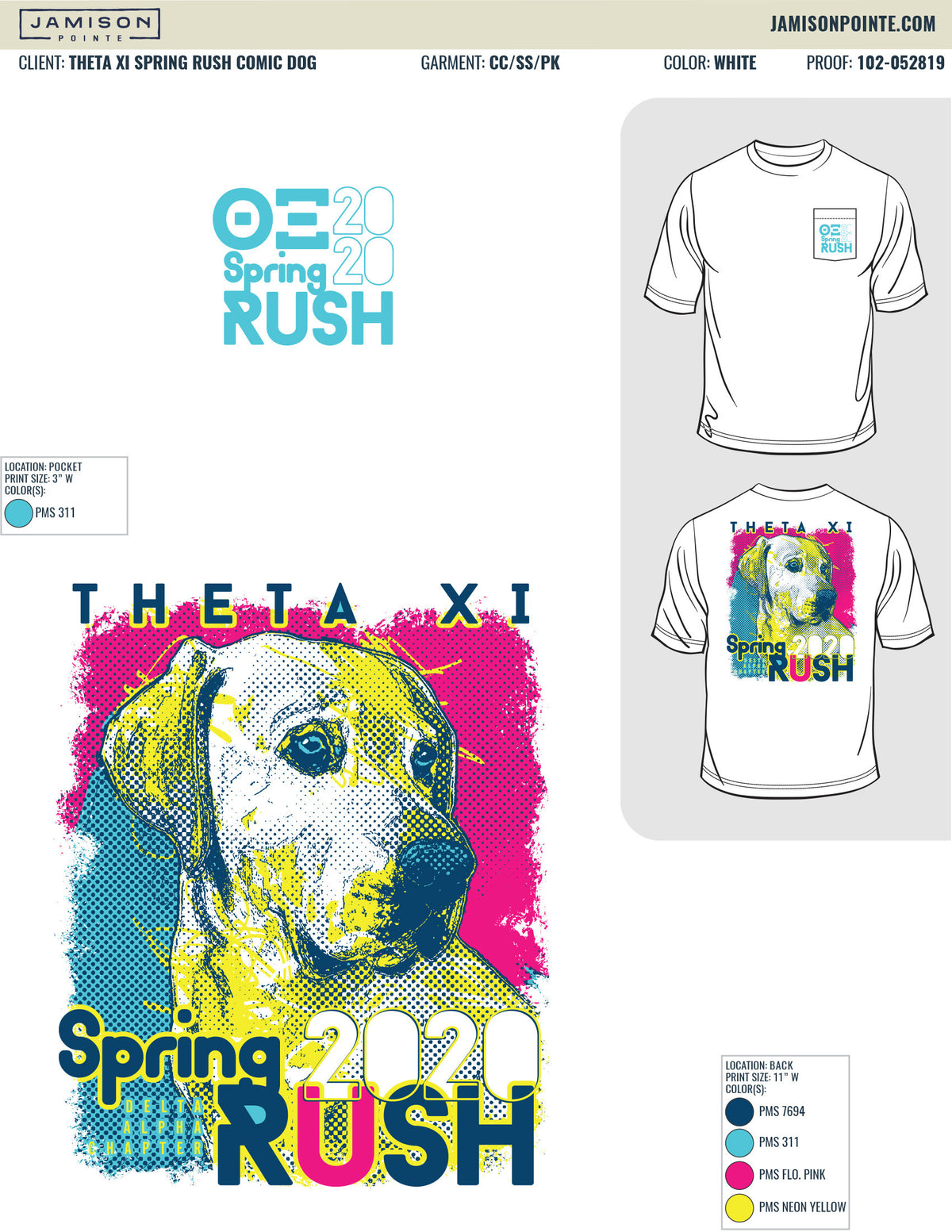 Theta Xi Spring Rush Comic Dog T-Shirt