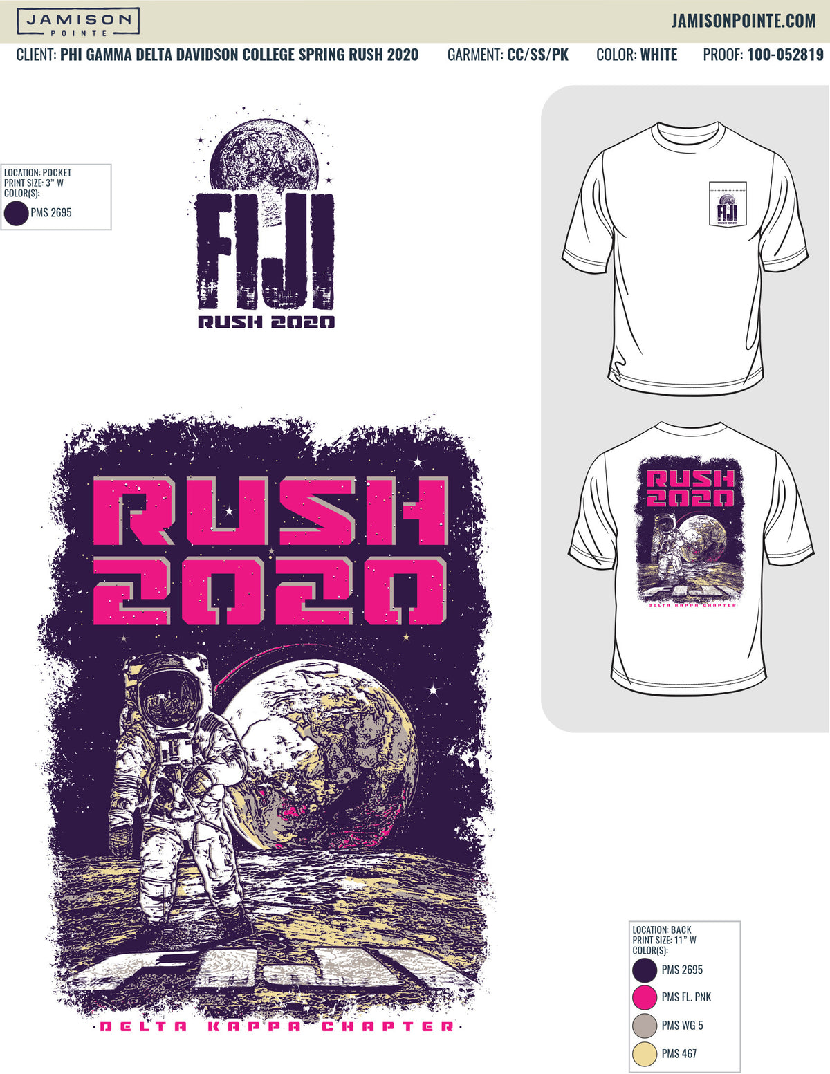 Phi Gamma Delta Davidson College Spring Rush T-Shirt