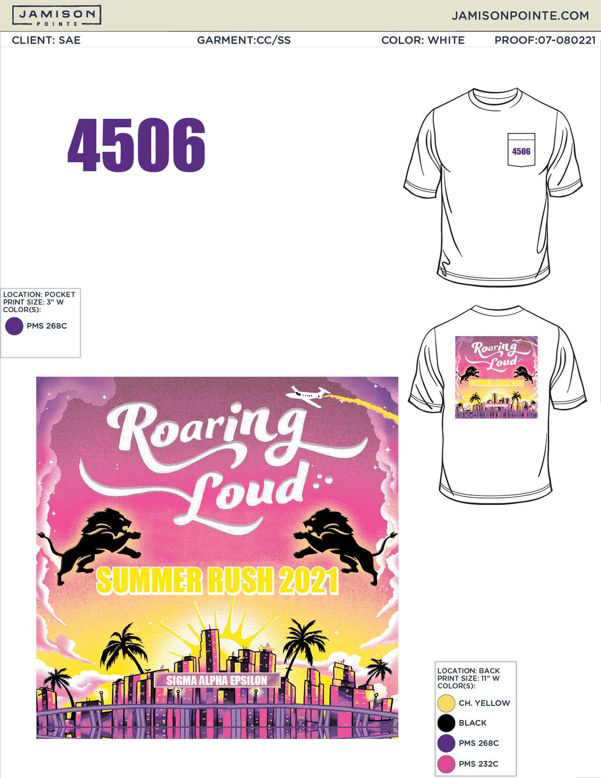 Sigma Alpha Epsilon University of Washington Summer Rush T-Shirt