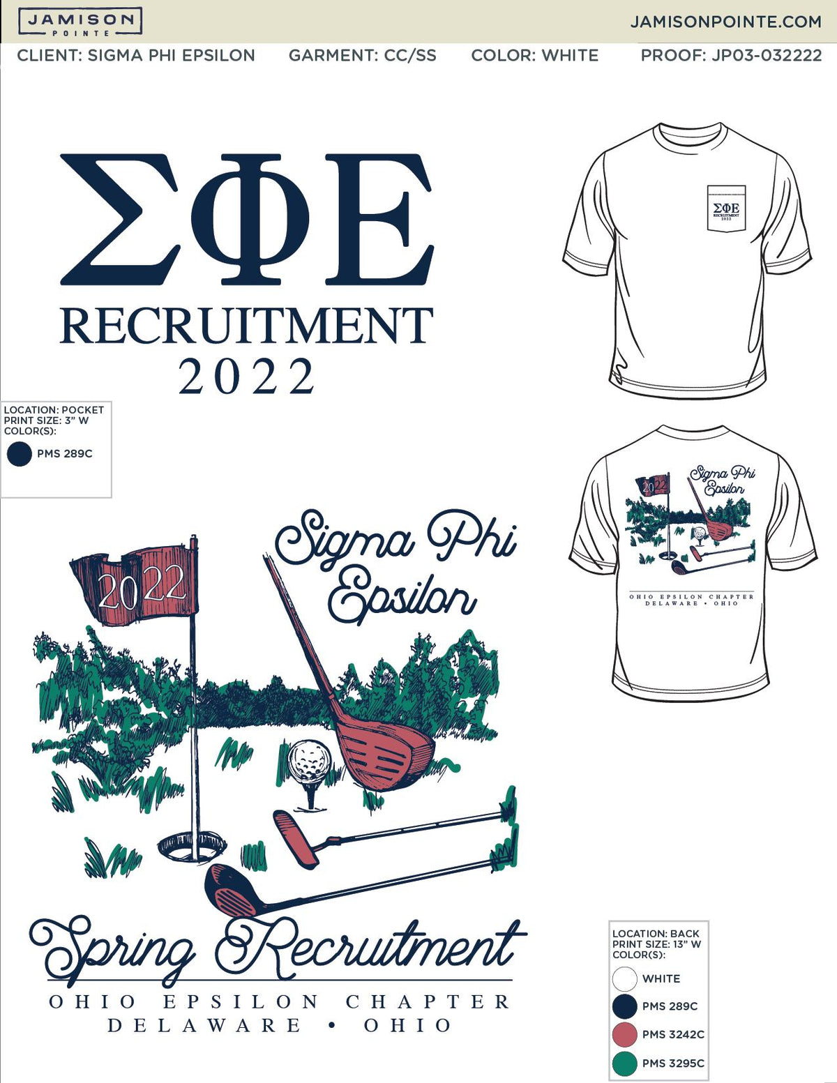 Sigma Phi Epsilon Ohio Wesleyan University Spring Recruitment T-Shirt