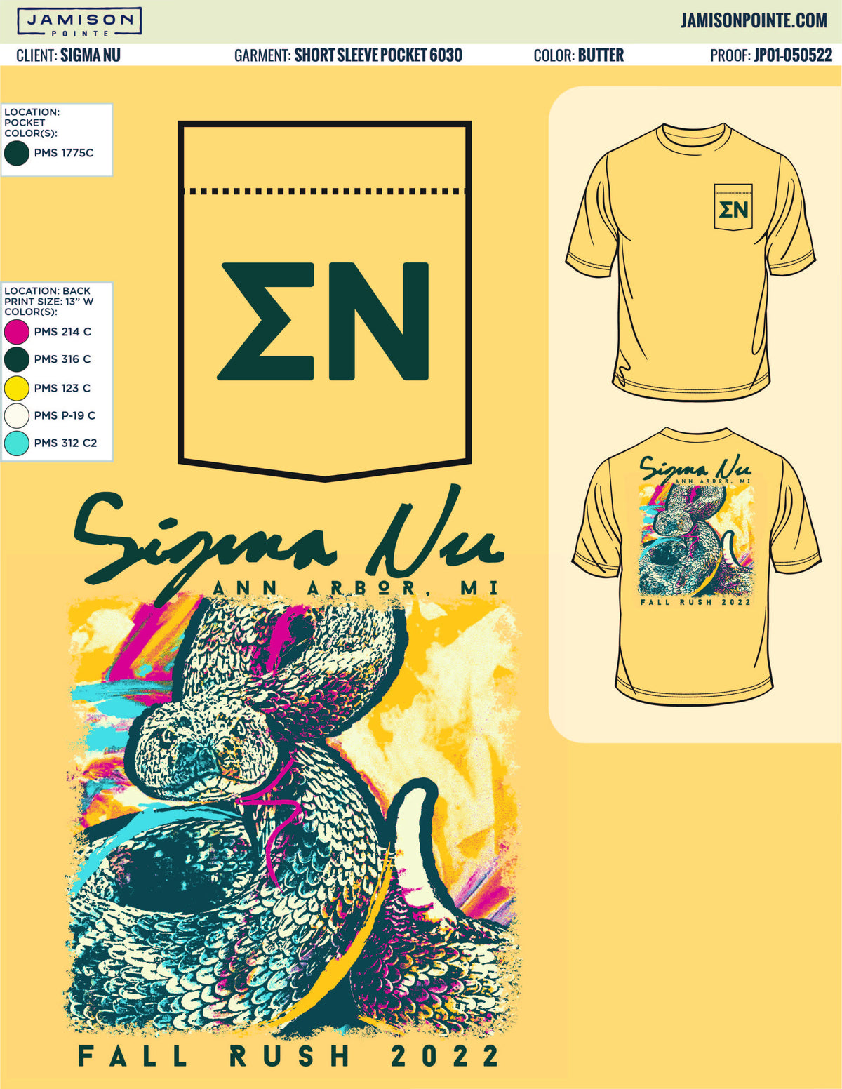 Sigma Nu University of Michigan Fall Rush Snake T-Shirt
