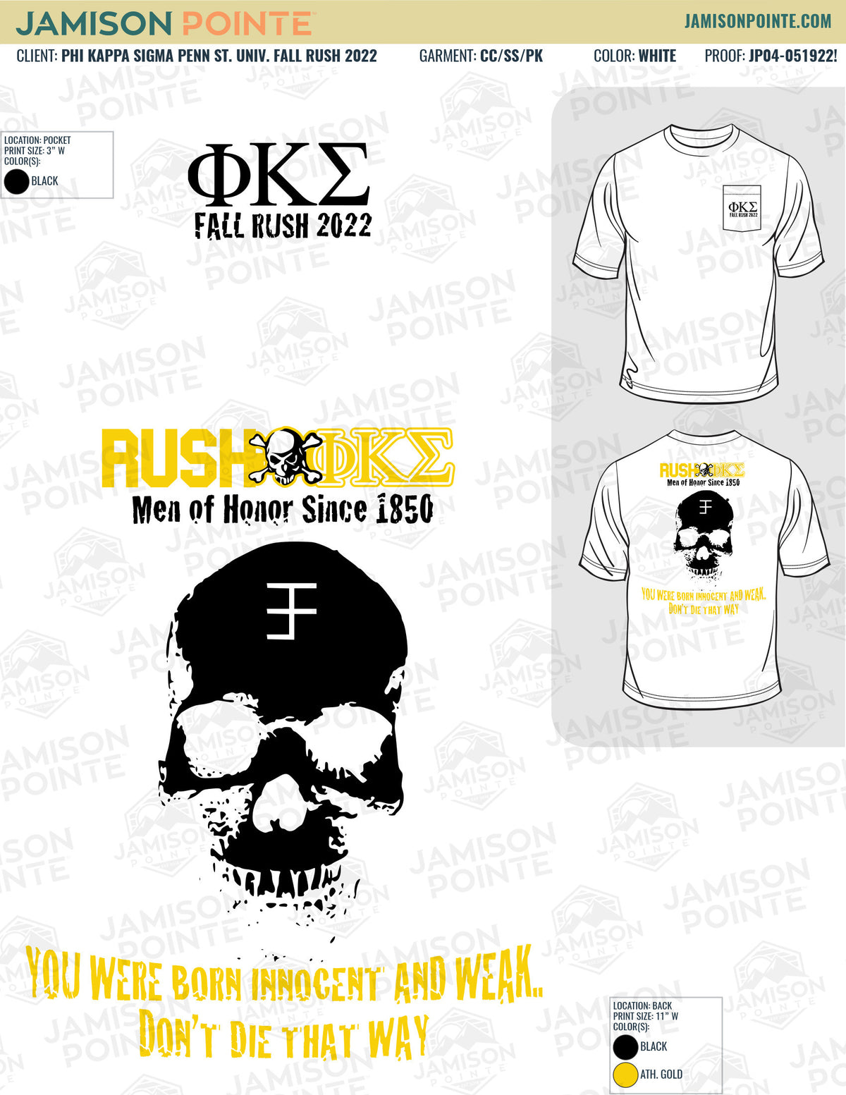 Phi Kappa Sigma Penn State University Fall Rush T-Shirt
