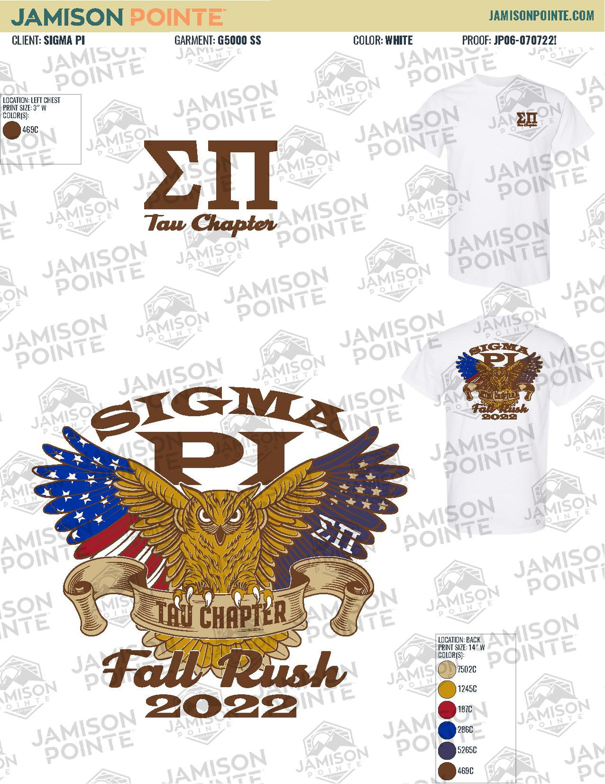 Sigma Pi University of Wisconsin-Madison Fall Rush Owl T-Shirt