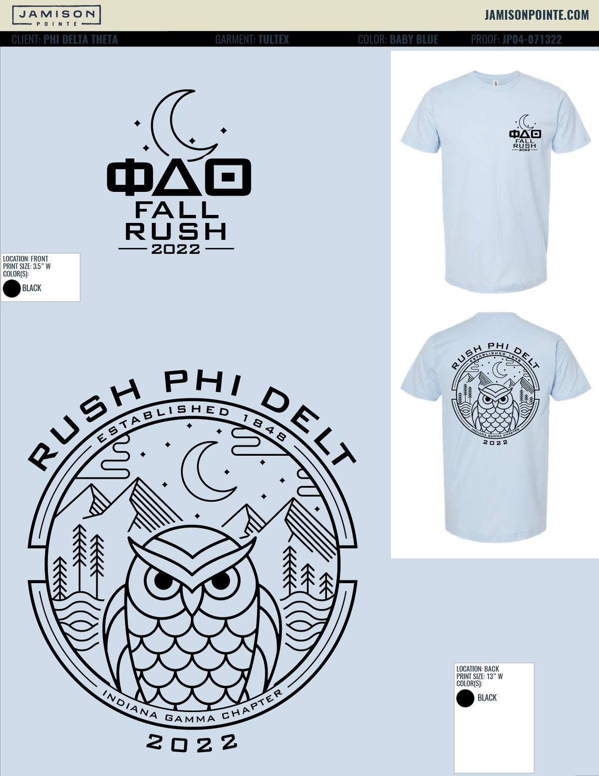 Phi Delta Theta Butler University Fall Rush T-Shirt