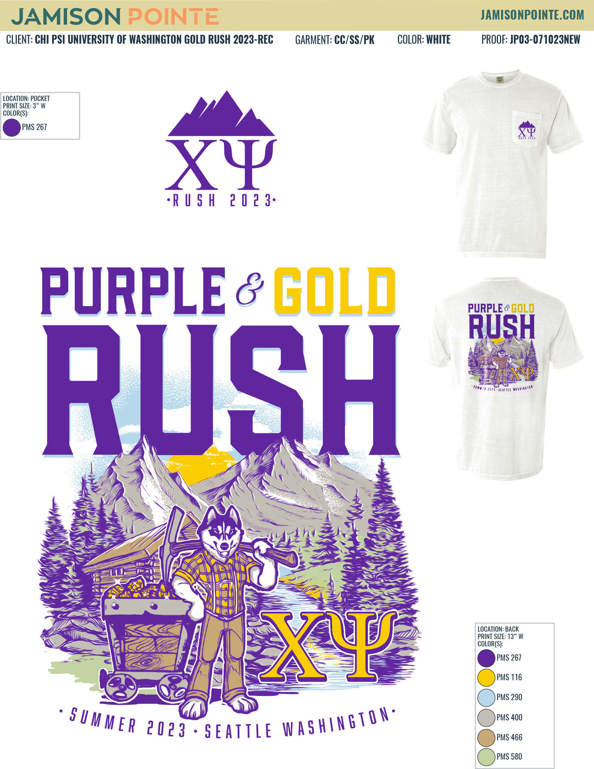 Chi Psi University of Washington Gold Rush T-Shirt