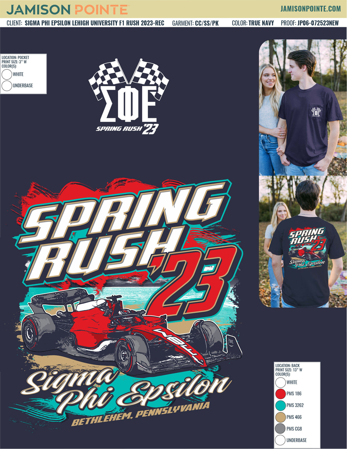 Sigma Phi Epsilon Lehigh University F1 Rush T-Shirt