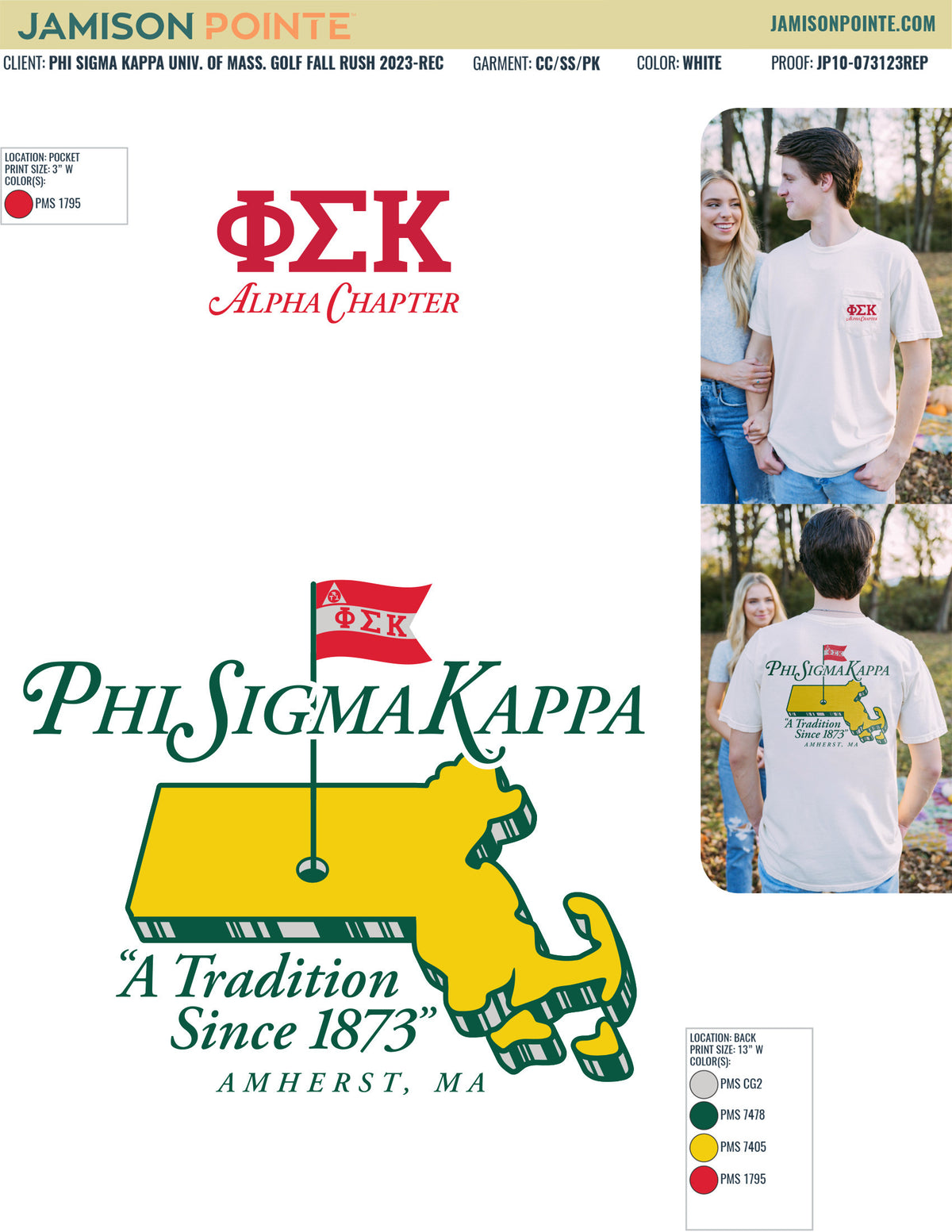 Phi Sigma Kappa University of Massachusetts Golf Fall Rush T-Shirt