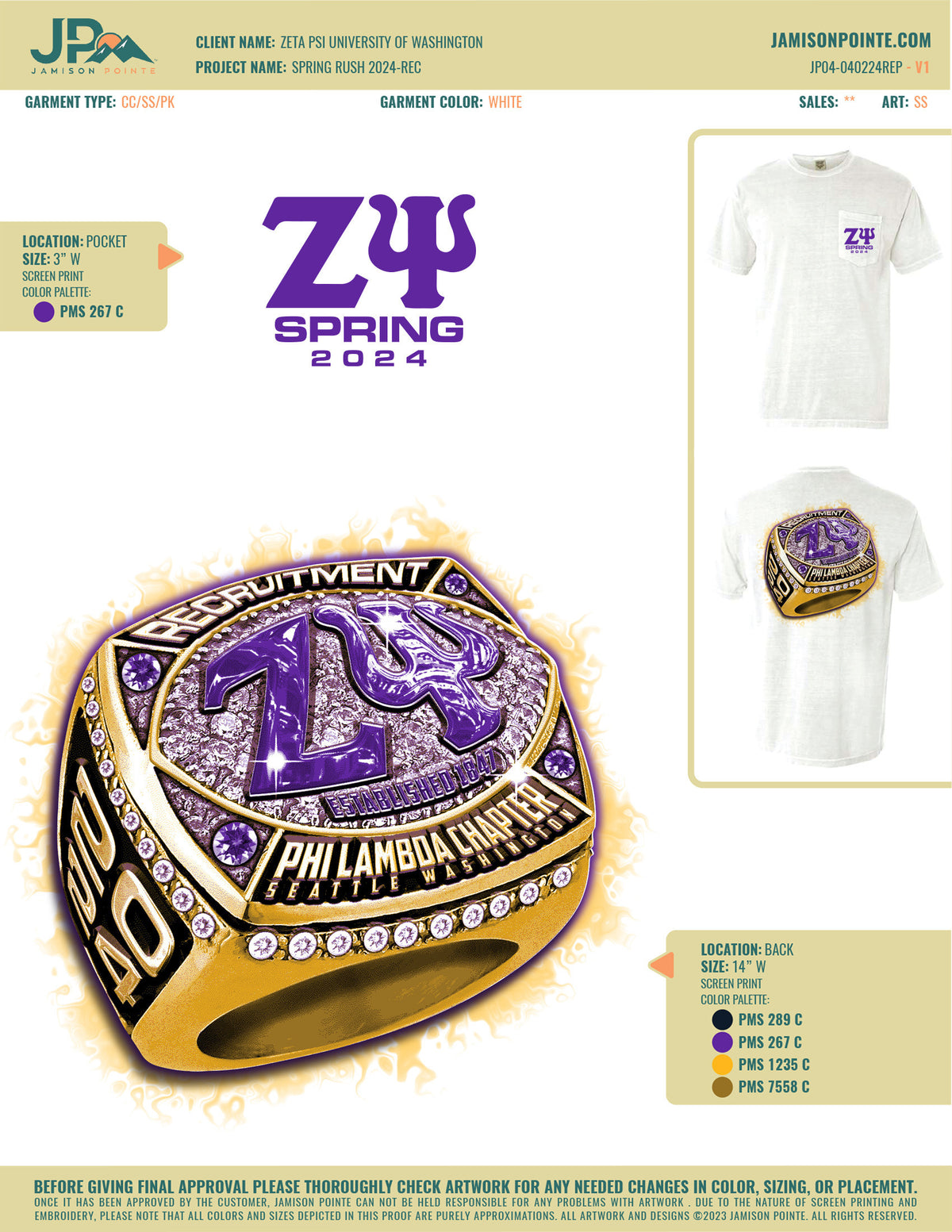 Zeta Psi University of Washington Spring Rush T-Shirt