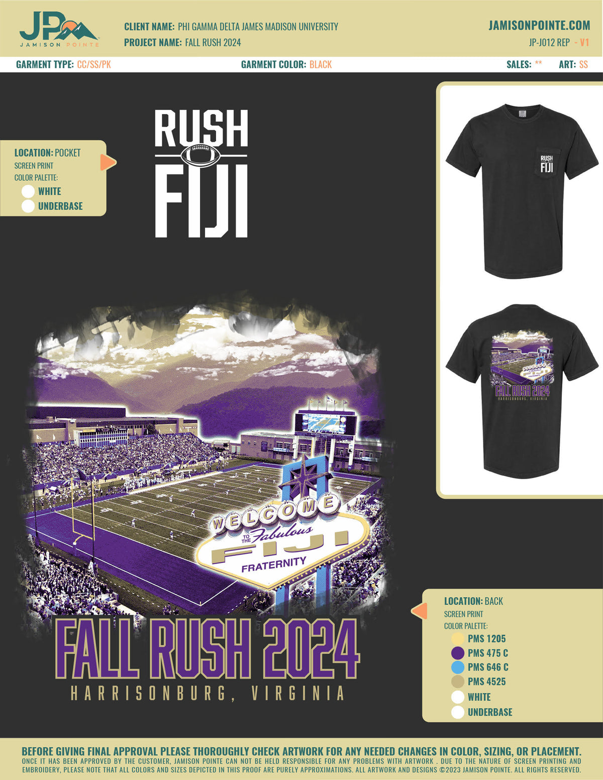 Phi Gamma Delta James Madison University Fall Rush T-Shirt