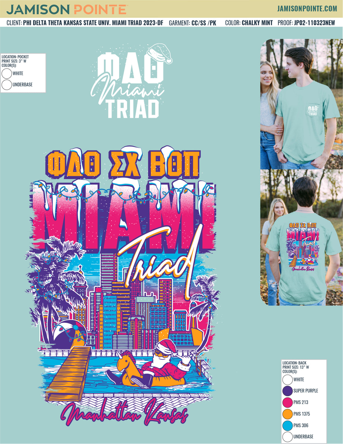 Phi Delta Theta Kansas State University Miami Triad T-Shirt