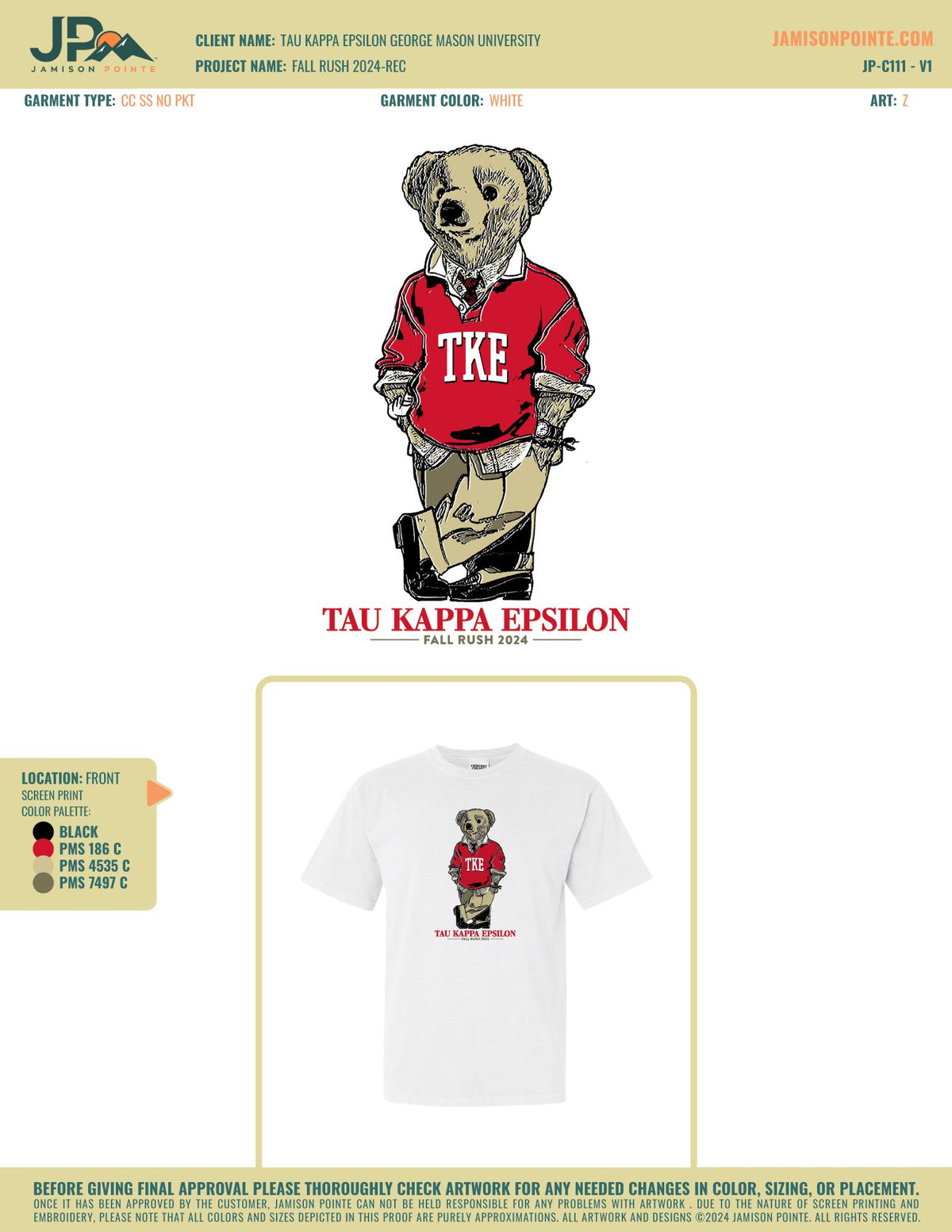 Tau Kappa Epsilon George Mason University Fall T-Shirt