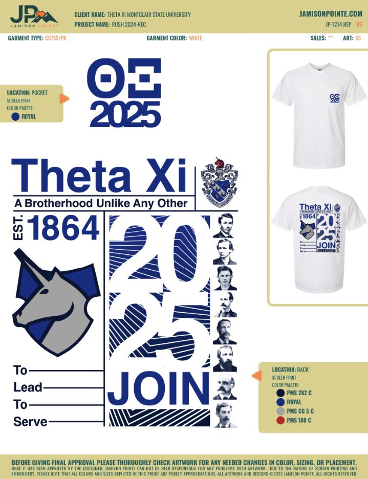 Theta Xi Montclair State University Rush T-Shirt