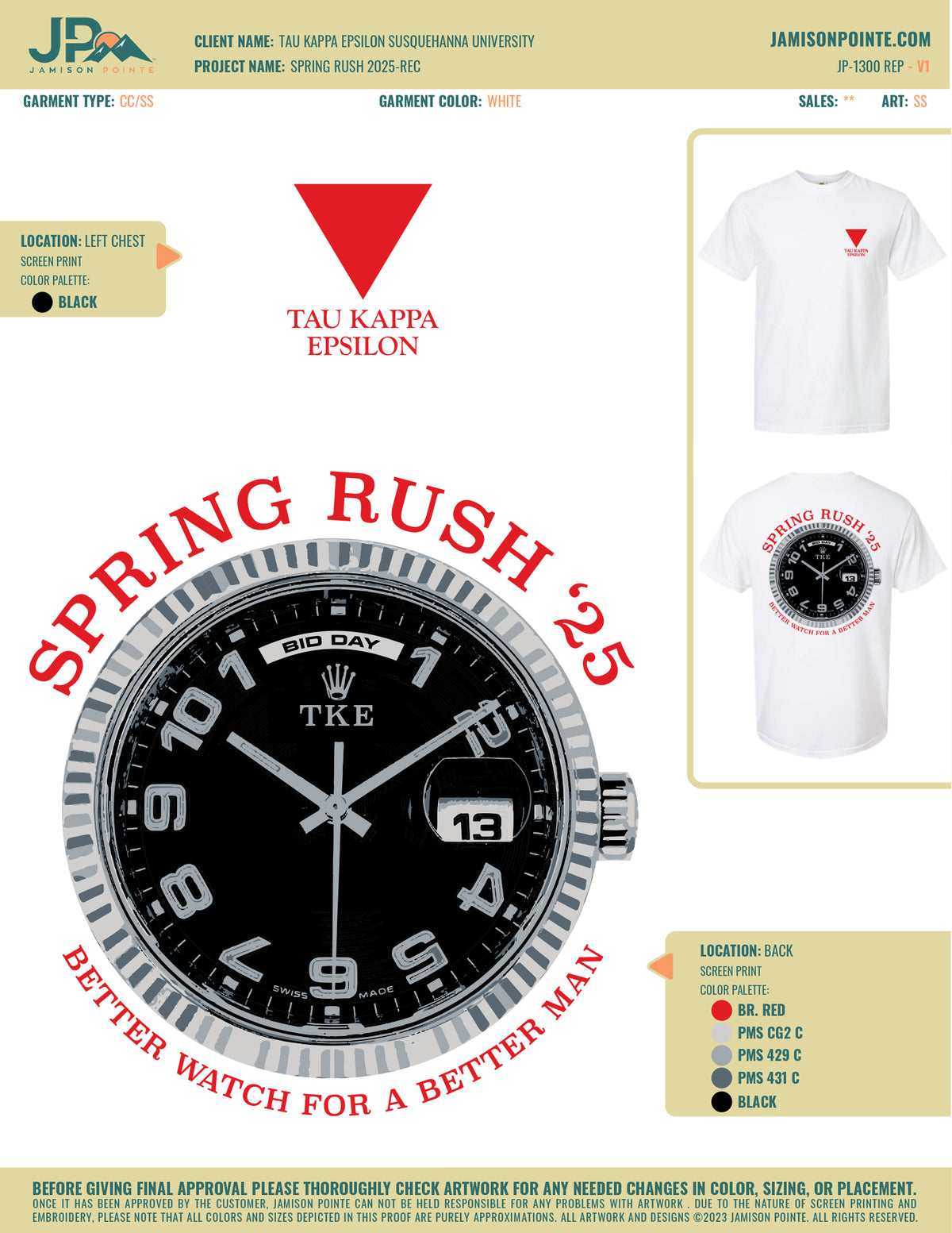 Tau Kappa Epsilon Susquehanna University Spring Rush T-Shirt