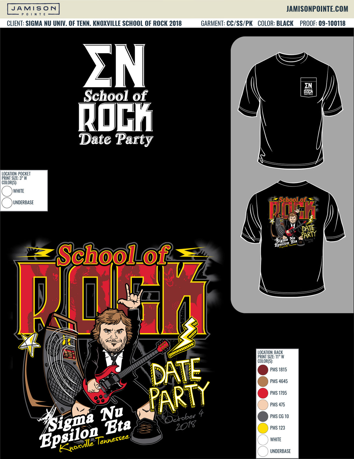 Sigma Nu University of Tennessee Knoxville School of Rock T-Shirt