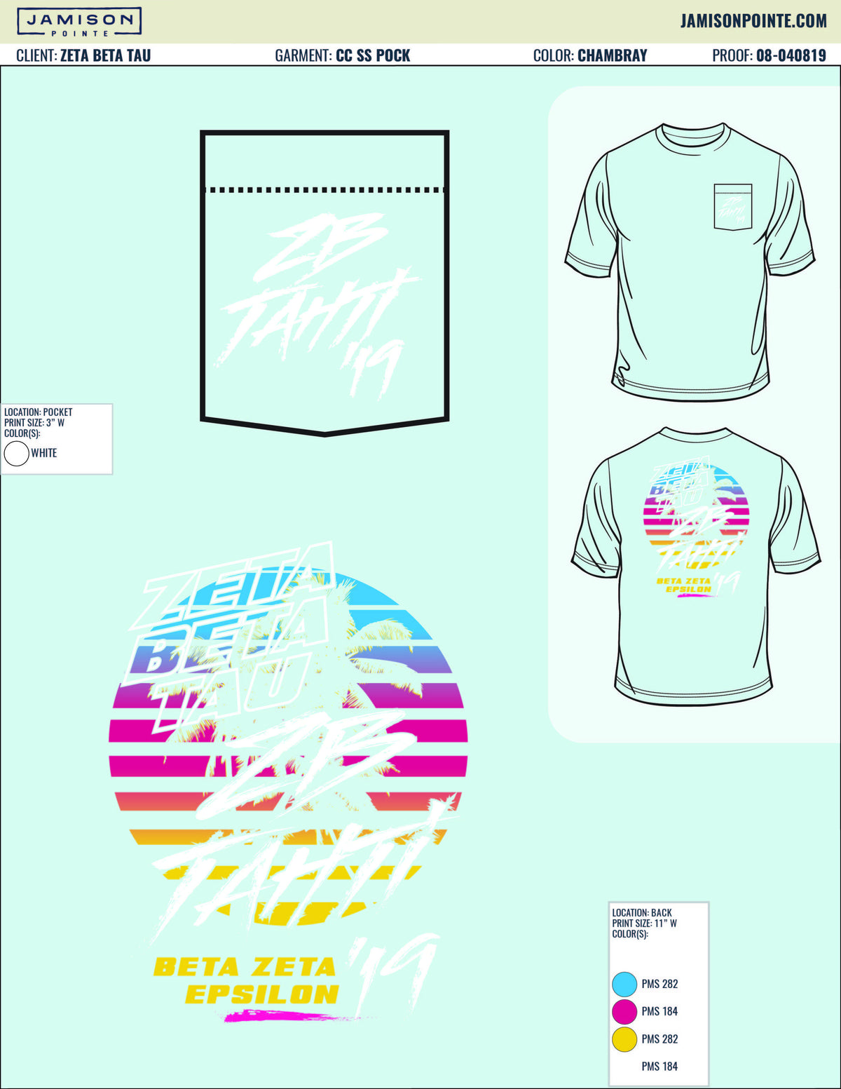 Zeta Beta Tau University of Maryland Tahiti T-Shirt