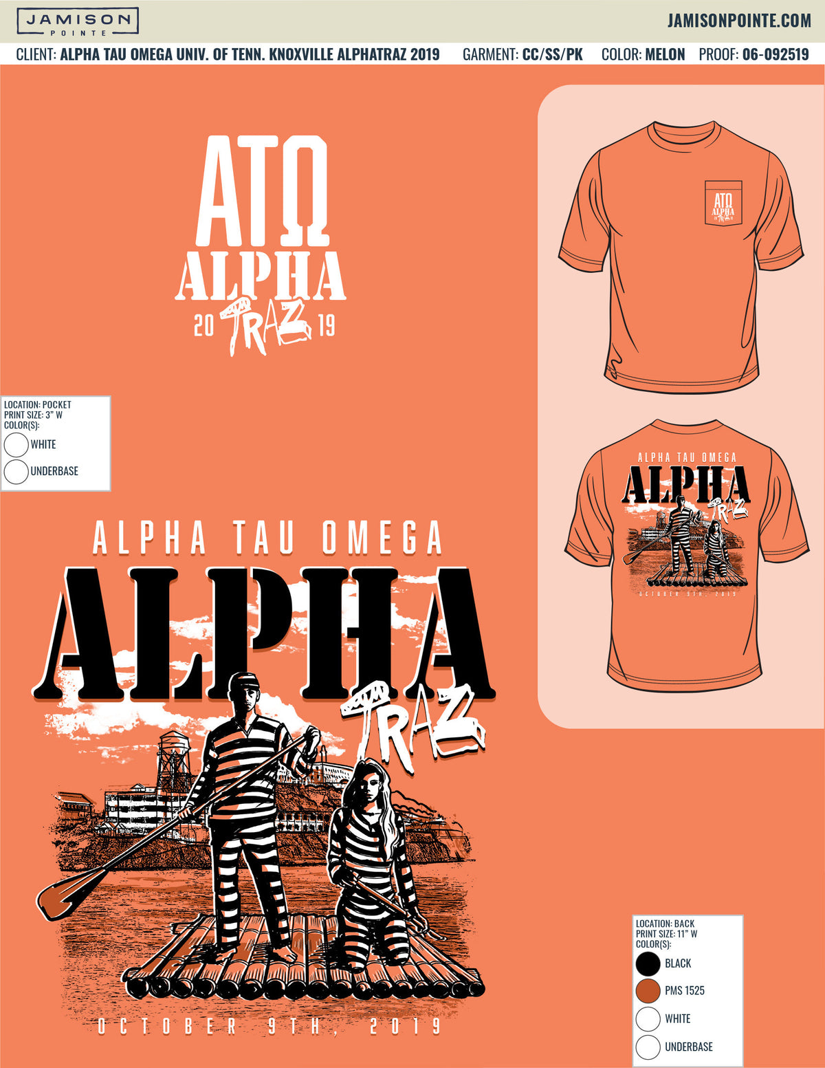 Alpha Tau Omega University of Tennessee Knoxville Alphatraz T-Shirt