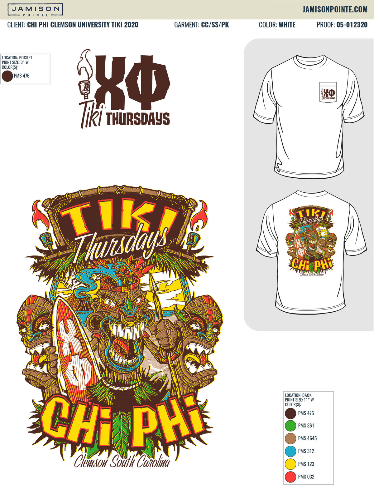 Chi Phi Clemson University Tiki T-Shirt