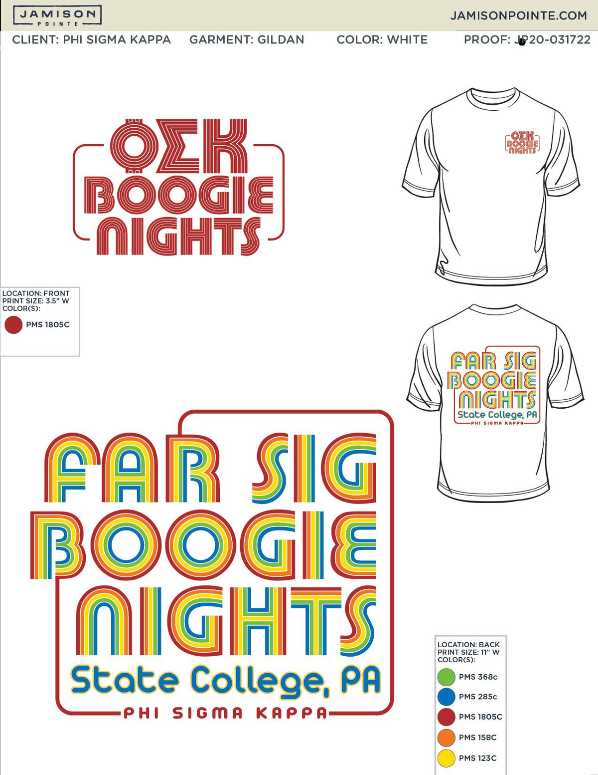 Phi Sigma Kappa Penn State University Boogie Nights T-Shirt