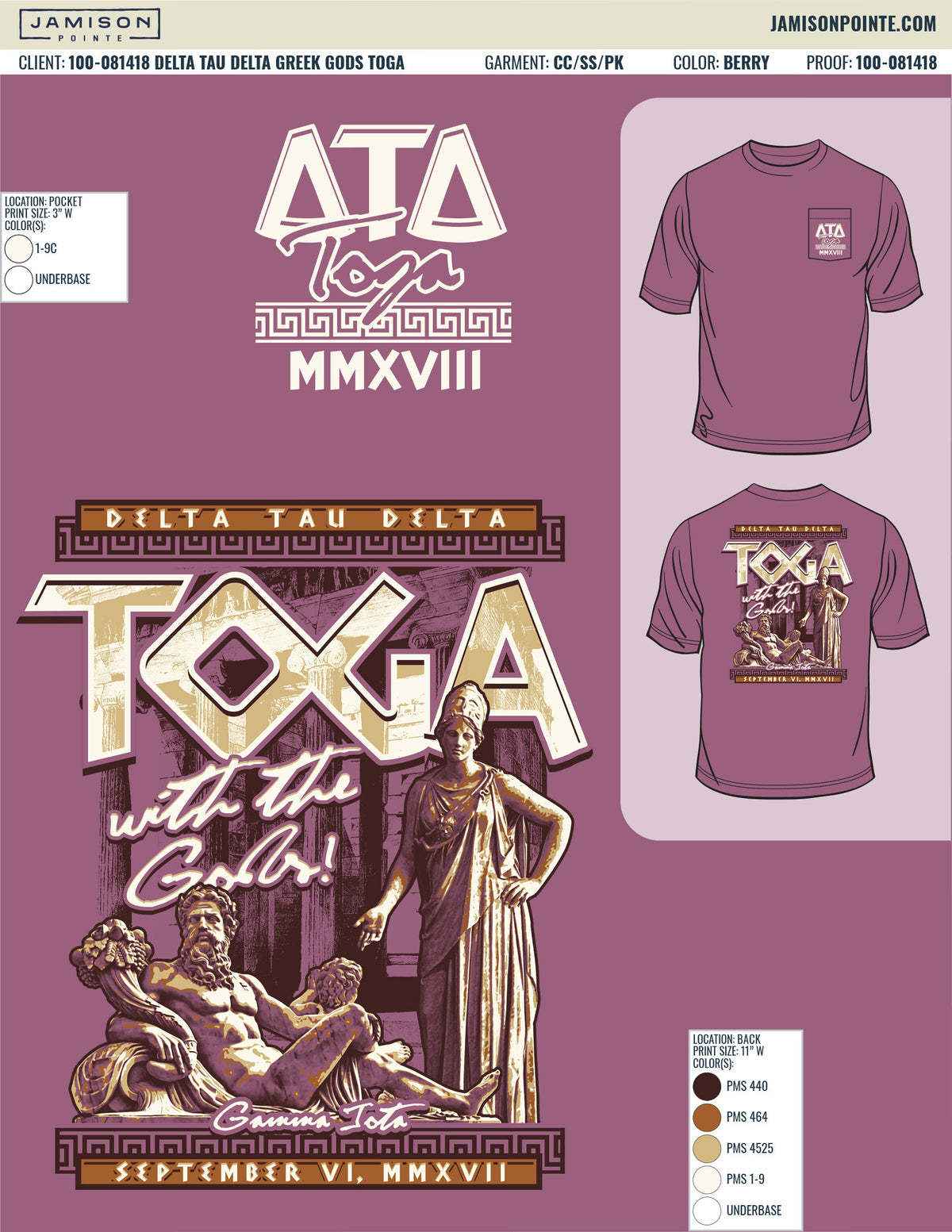 Delta Tau Delta Greek Gods Toga T-Shirt