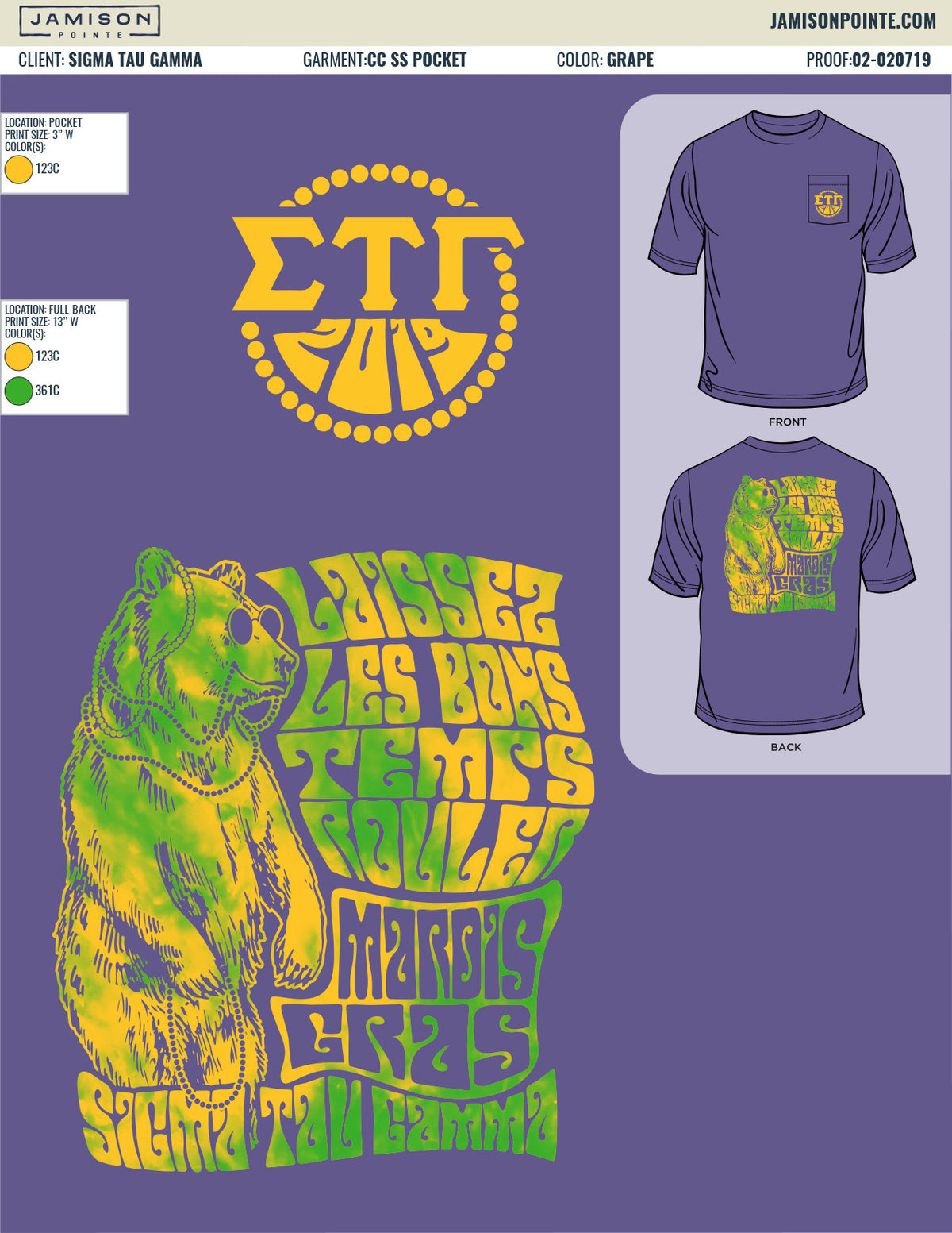 Sigma Tau Gamma University of Central Arkansas Mardi Gras T-Shirt