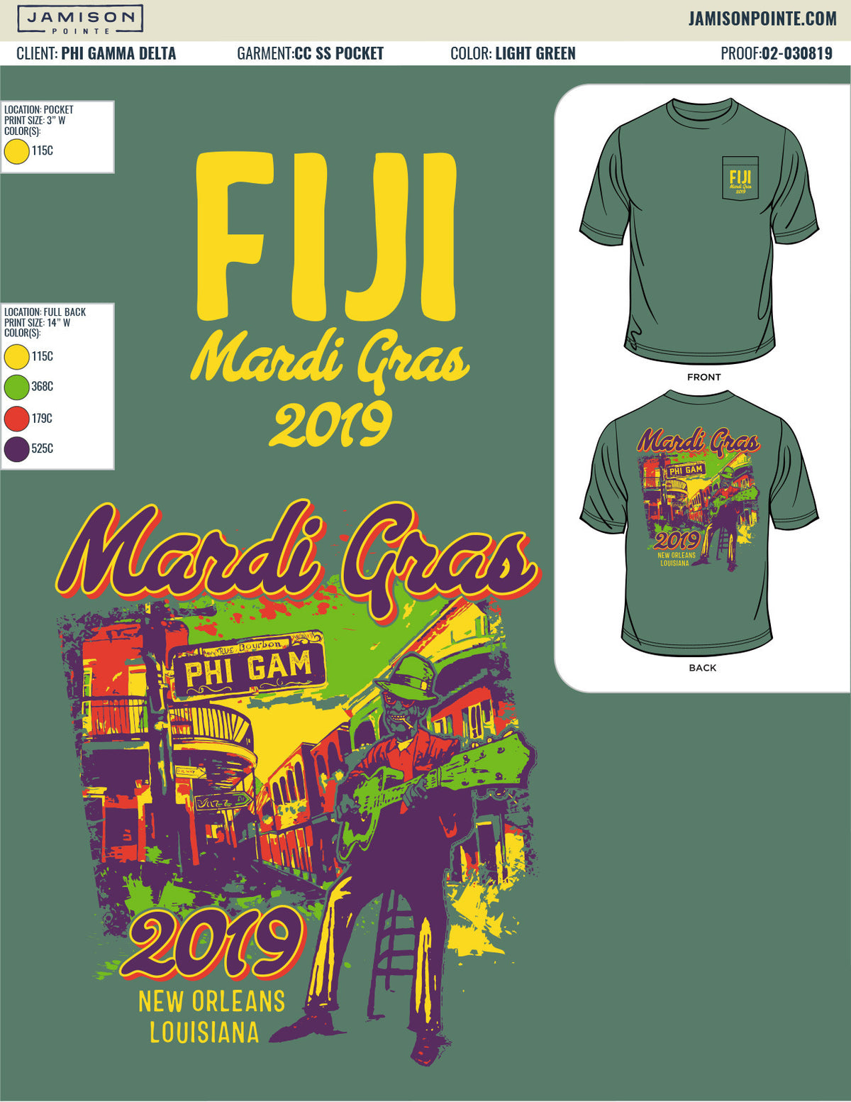 Phi Gamma Delta Louisiana State University Mardi Gras T-Shirt