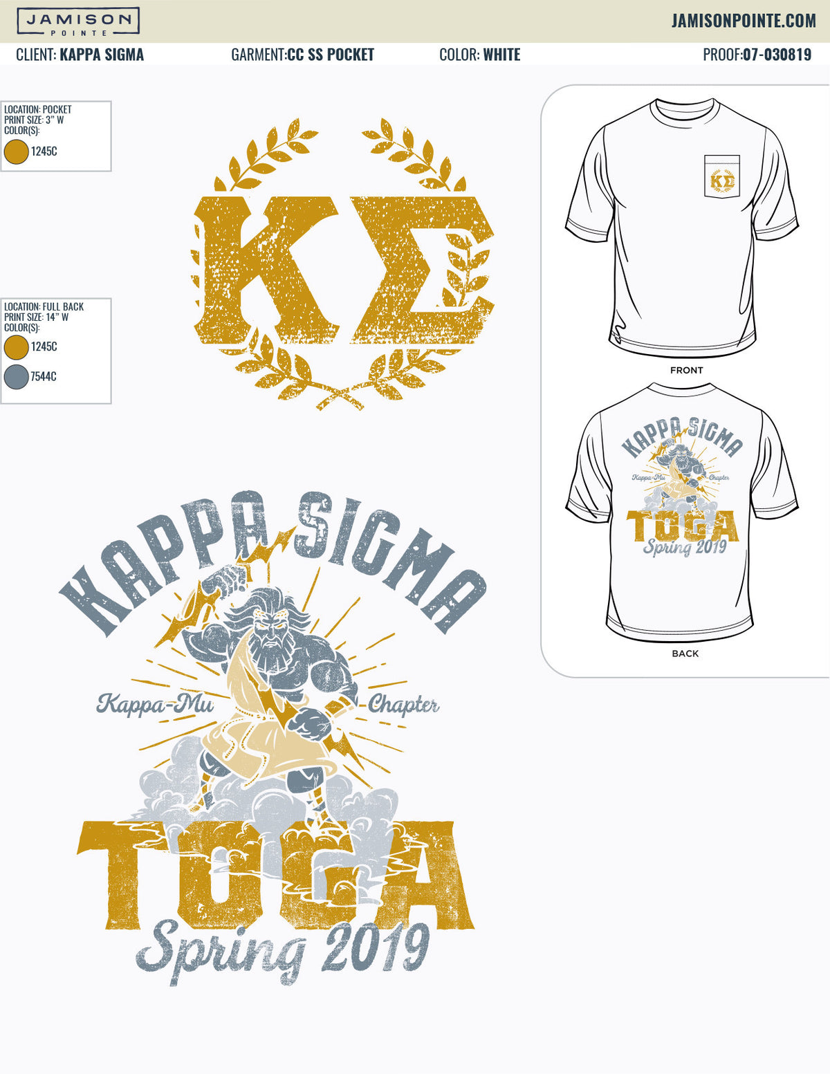 Kappa Sigma Tennessee Tech University Toga T-Shirt