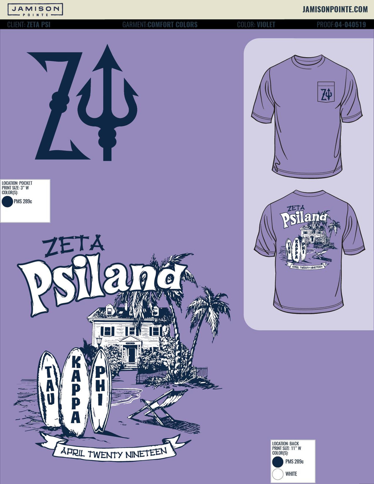 Zeta Psi Tufts University Psiland T-Shirt