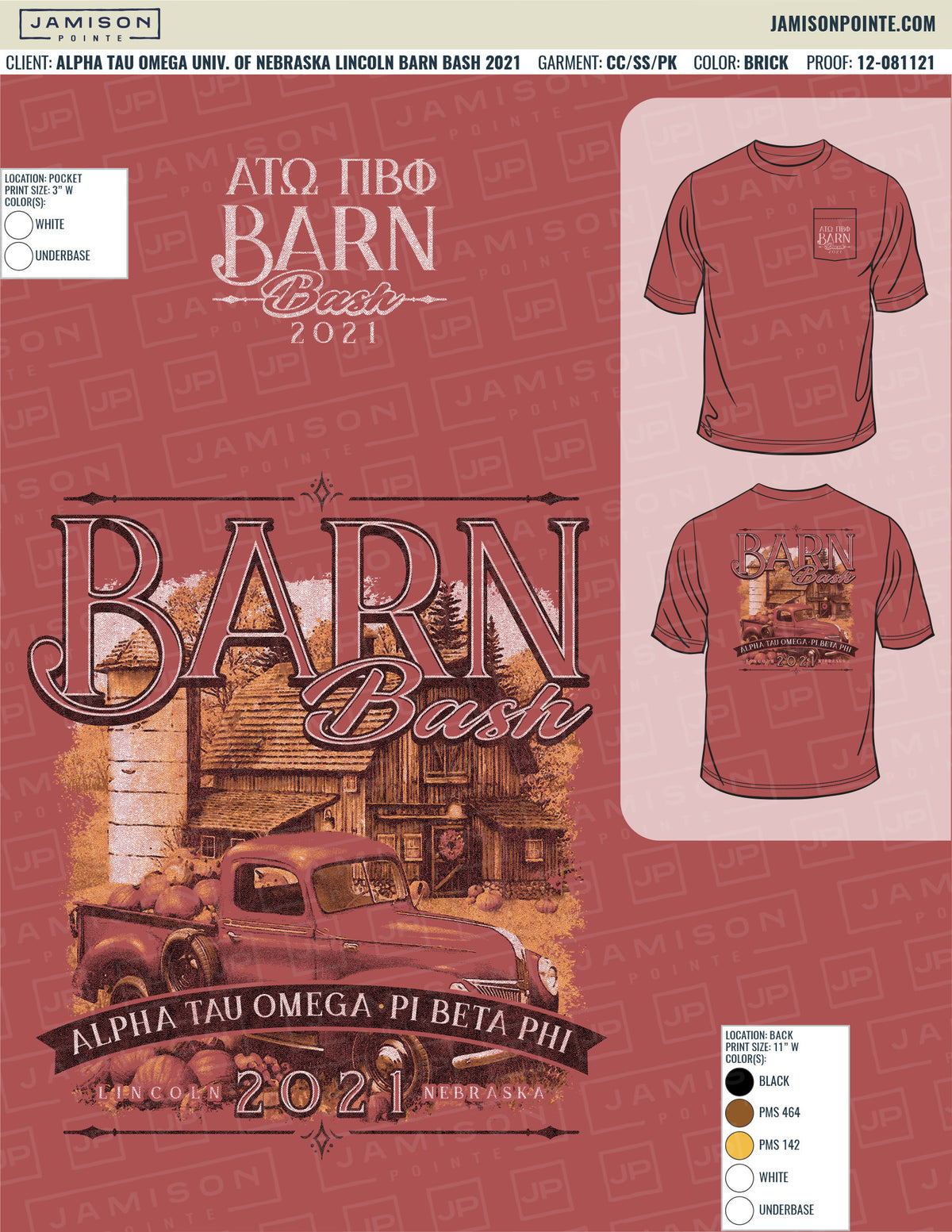 Alpha Tau Omega University of Nebraska Lincoln Barn Bash T-Shirt