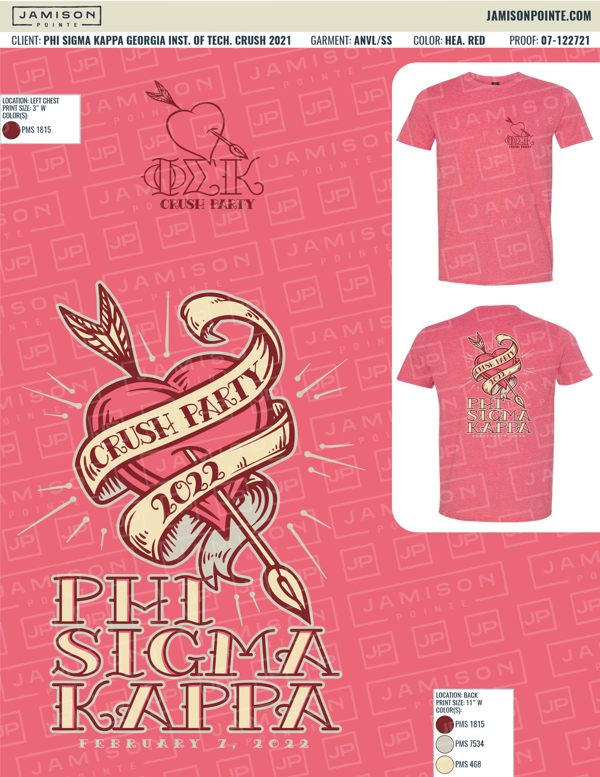 Phi Sigma Kappa Georgia Institute of Technology Crush T-Shirt