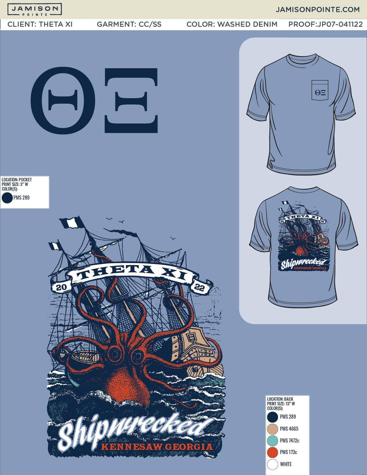 Theta Xi Kennesaw State University Shipwrecked T-Shirt