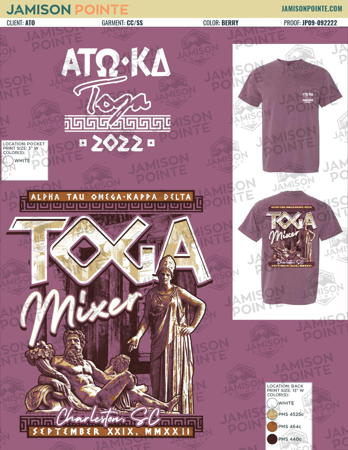 Alpha Tau Omega College of Charleston Toga T-Shirt