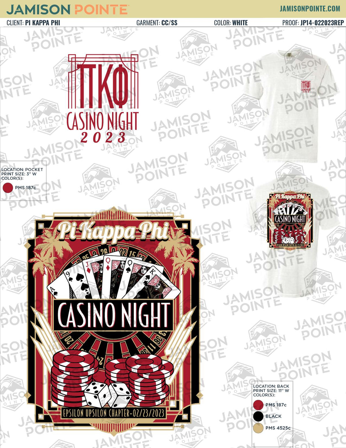 Pi Kappa Phi Georgia College and State University Casino T-Shirt