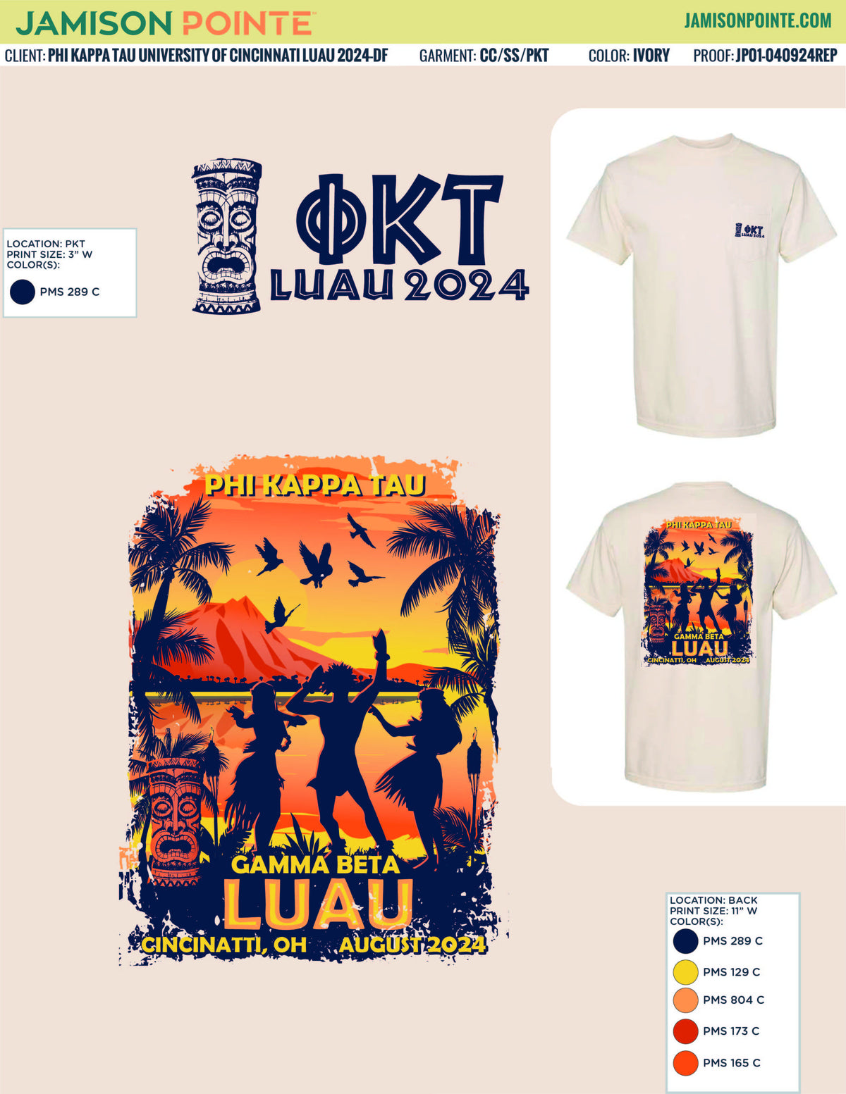 Phi Kappa Tau University of Cincinnati Luau T-Shirt