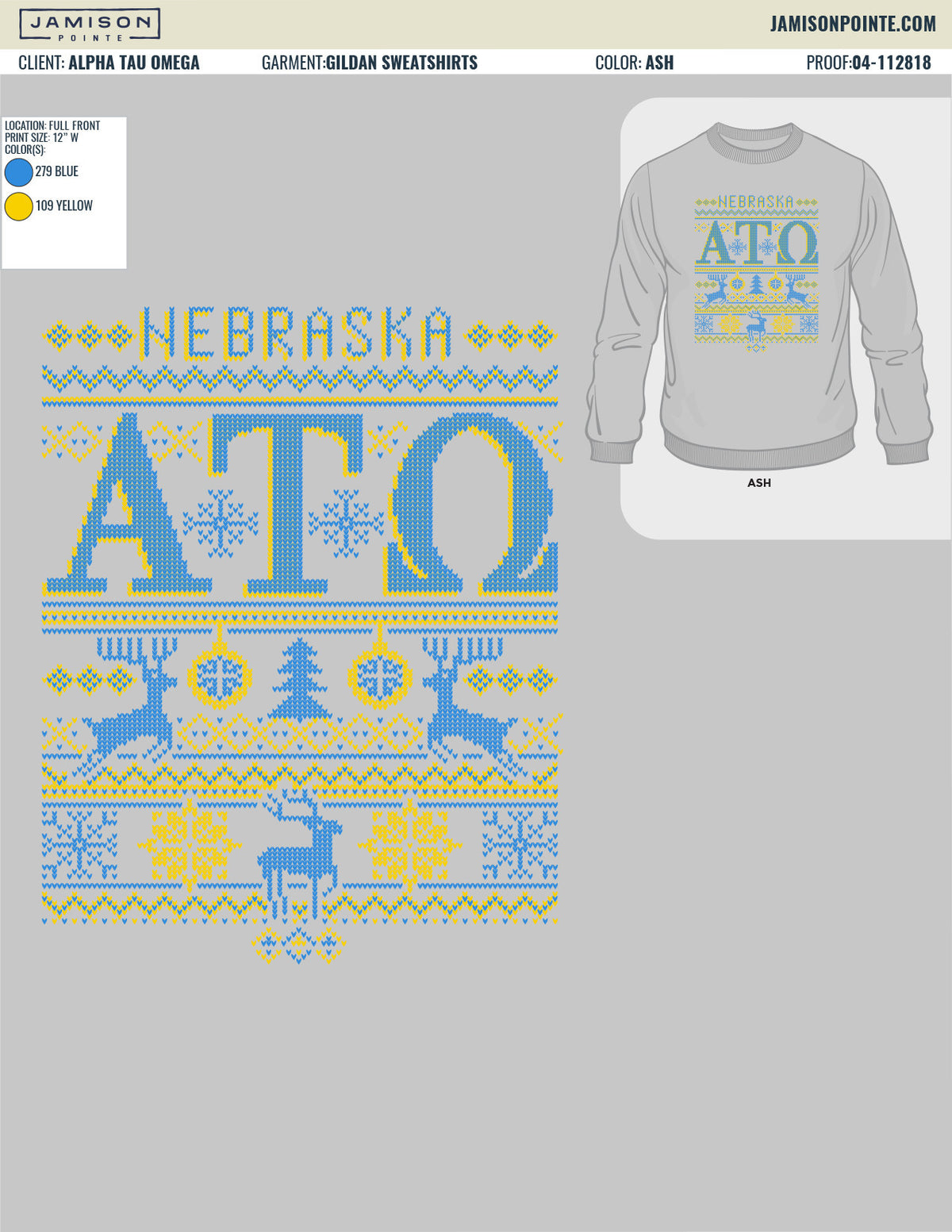 Alpha Tau Omega University of Nebraska Lincoln Christmas T-Shirt