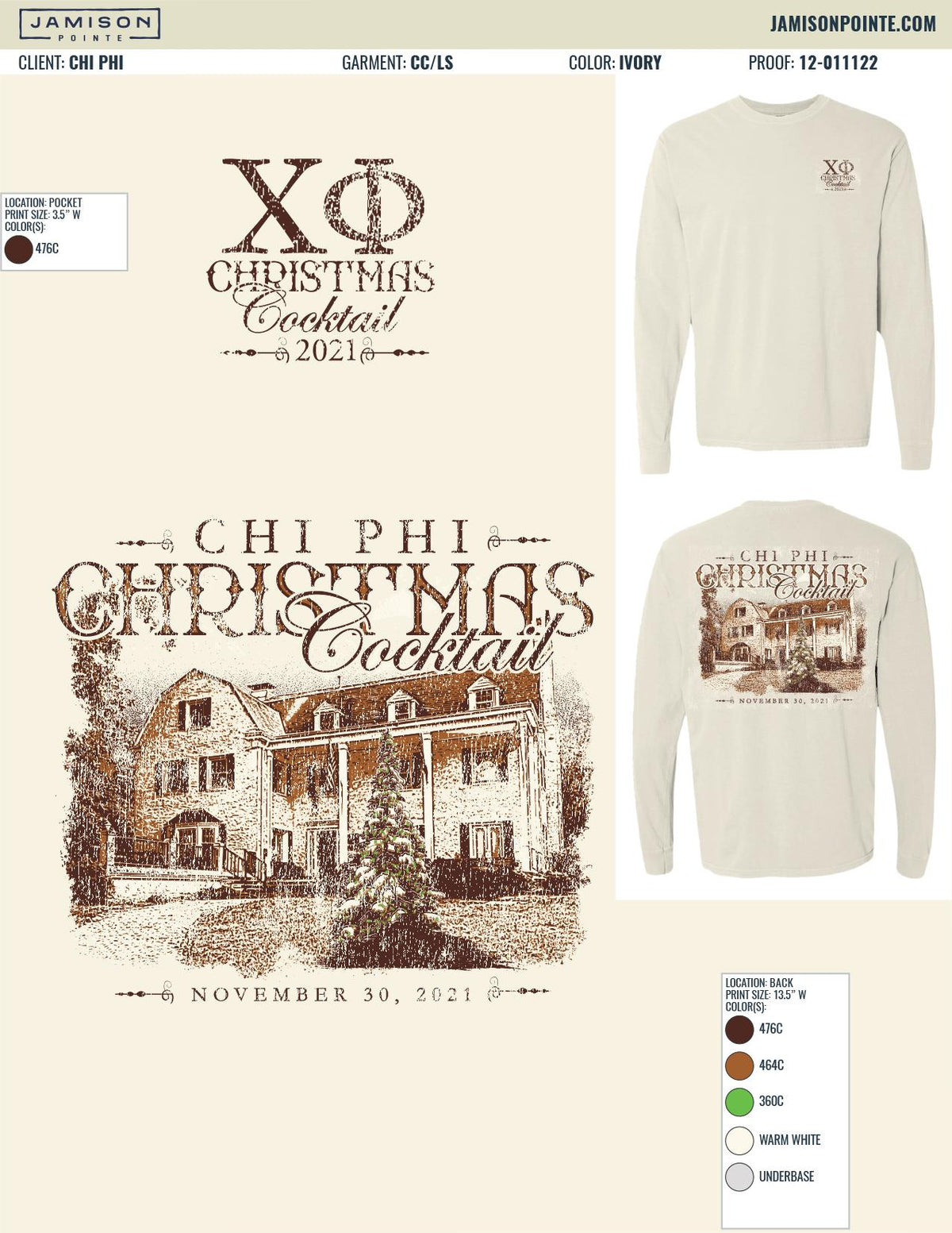 Chi Phi University of North Carolina at Chapel Hill Christmas T-Shirt