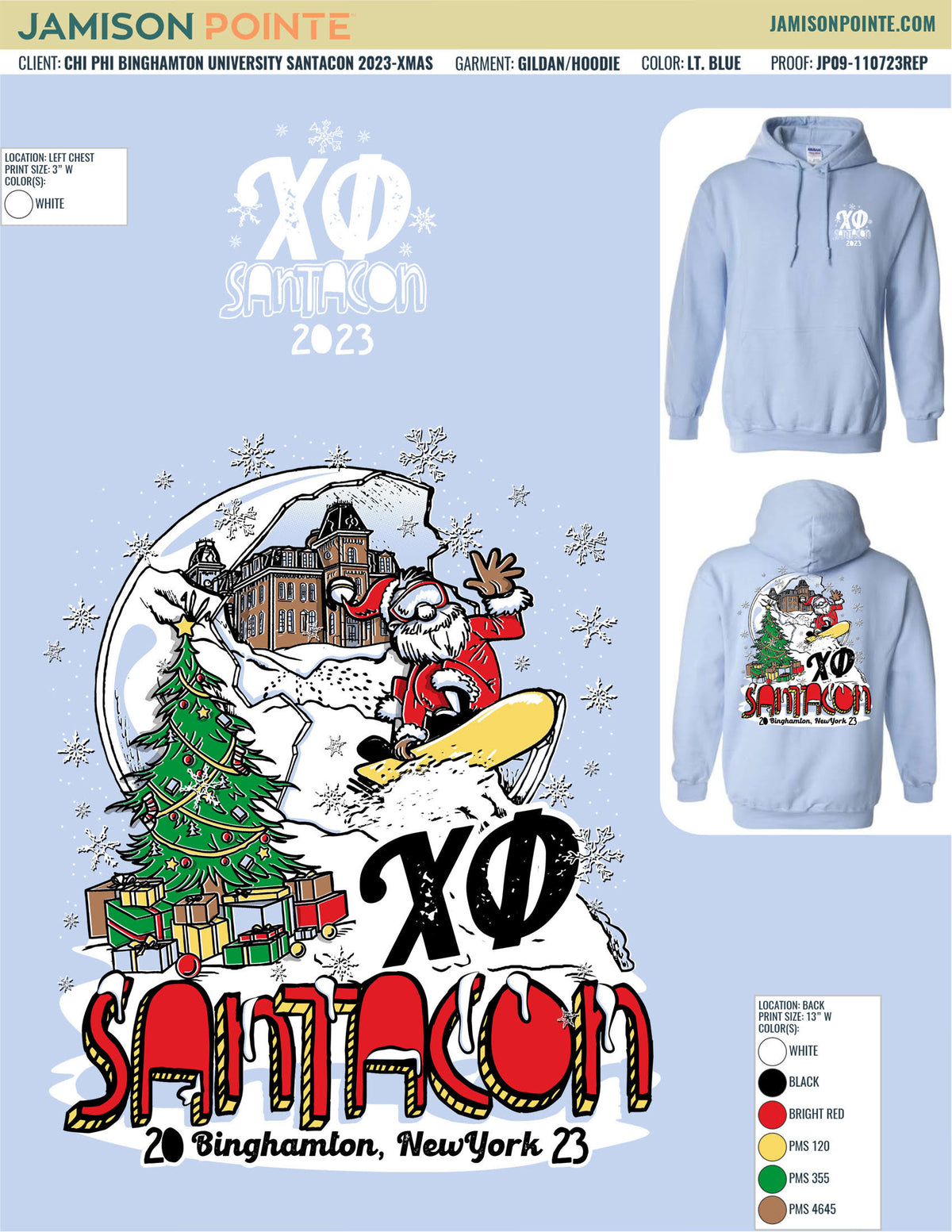 Chi Phi Binghamton University Santacon T-Shirt