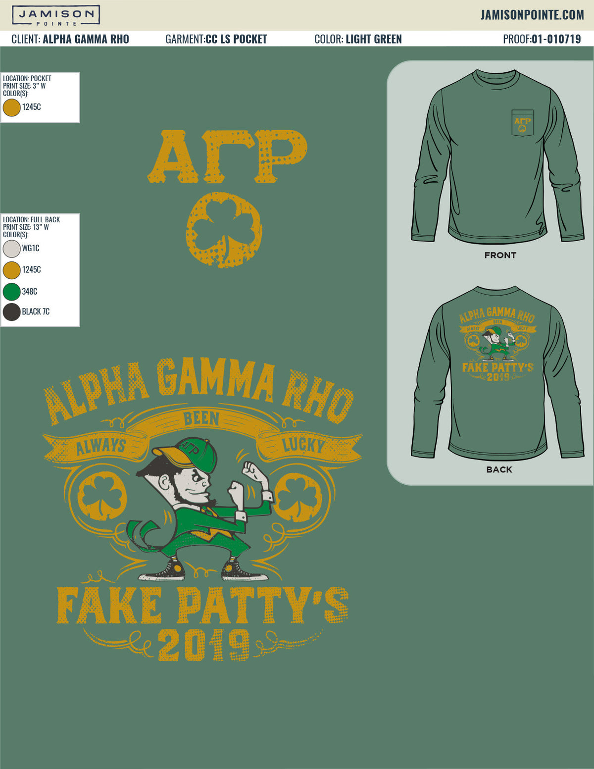 Alpha Gamma Rho Kansas State University Fake Patty&#39;s T-Shirt