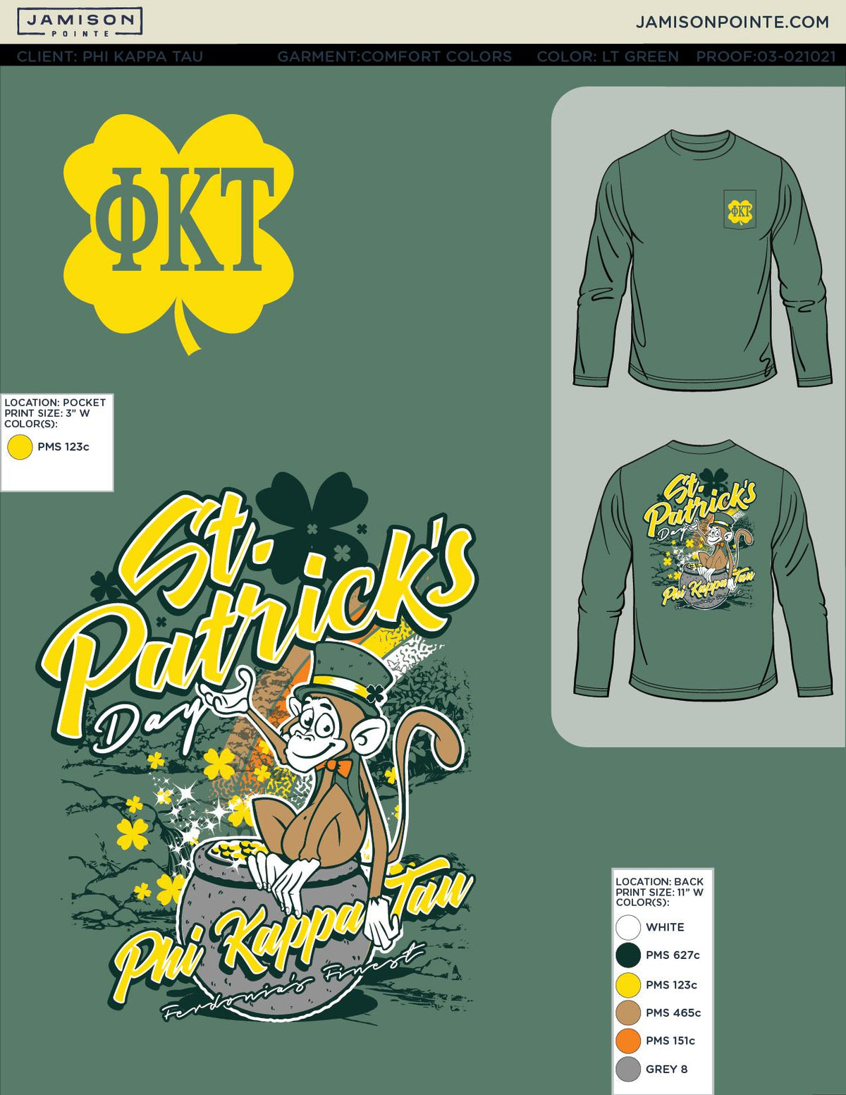 Phi Kappa Tau Bradley University St Patricks T-Shirt